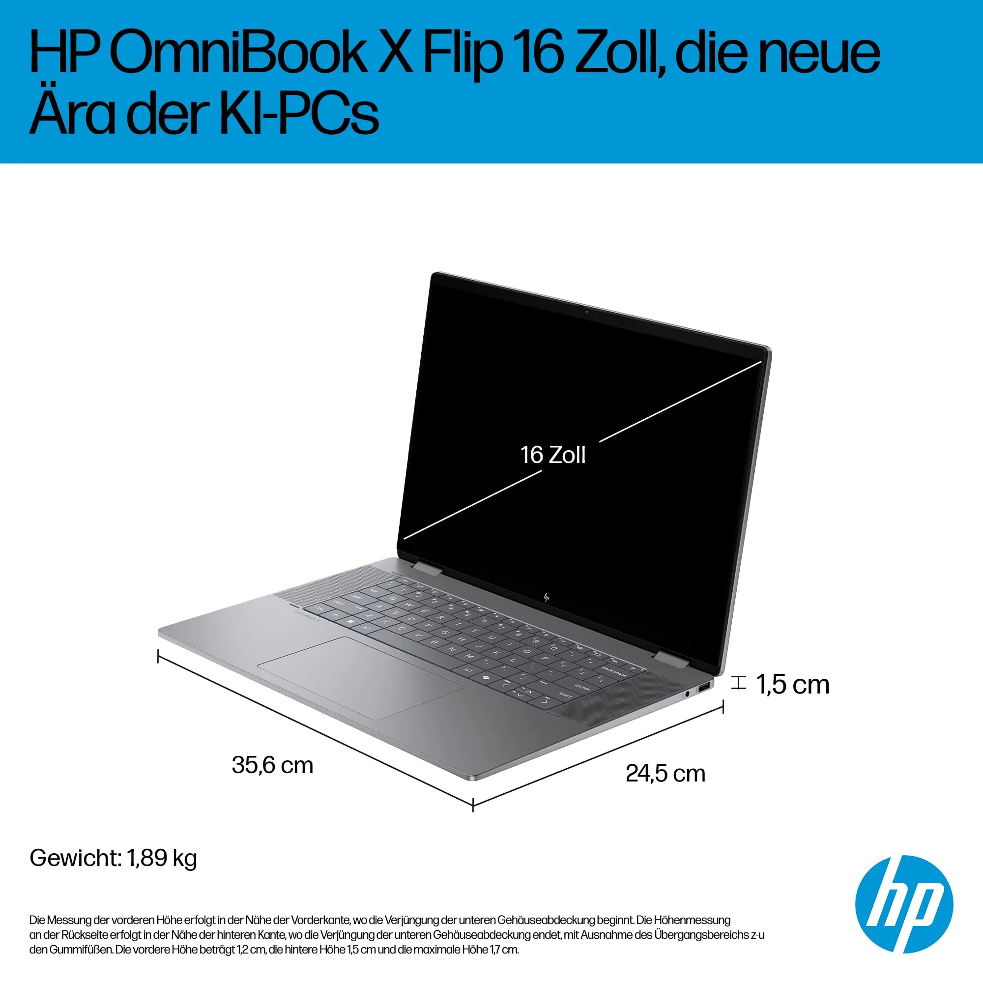 HP OmniBook X Flip 2in1 Next Gen AI Laptop | AMD Ryzen AI 5 340 (6C) | dedizierte NPU für KI | 50 NPU Tops | Copilot+ PC | 16" WUXGA 1920x1200 Touchscreen | 16GB | 512GB SSD | Win11 | QWERTZ | Silber - Image 18