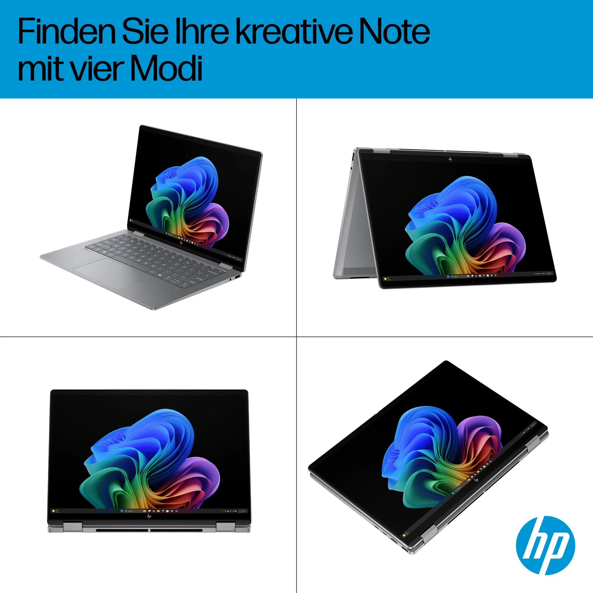 HP OmniBook X Flip 2in1 Next Gen AI Laptop| AMD Ryzen AI 7 350 (8C) | dedizierte NPU für KI | 50 NPU Tops | Copilot+ PC | 14" 3K 2880x1800 OLED-Touchscreen | 16GB | 1TB SSD | Win11 | QWERTZ | Silber - Image 20