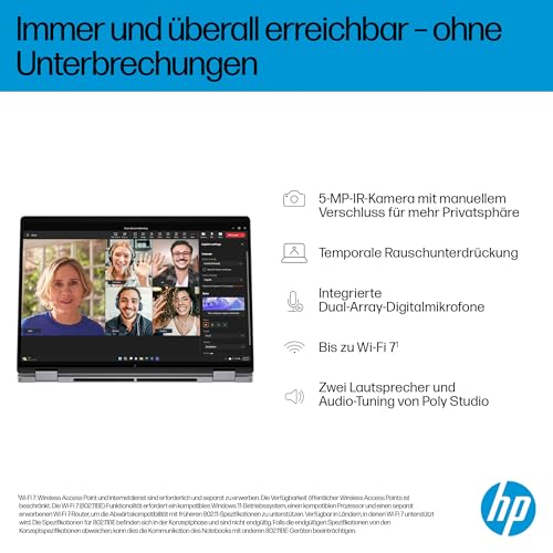 HP OmniBook X Flip 2in1 Next Gen AI Laptop | AMD Ryzen AI 7 350 (8C) | dedizierte NPU für KI | 50 NPU Tops | Copilot+ PC | 14" WUXGA 1920x1200 Touchscreen | 16GB | 512GB SSD | Win11 | QWERTZ | Silber - Image 14