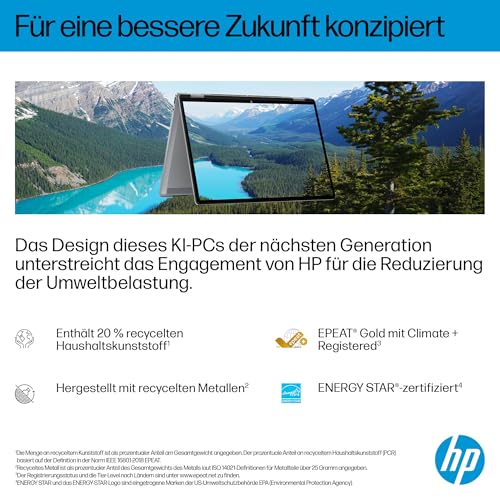 HP OmniBook X Flip 2in1 Next Gen AI Laptop | AMD Ryzen AI 7 350 (8C) | dedizierte NPU für KI | 50 NPU Tops | Copilot+ PC | 14" WUXGA 1920x1200 Touchscreen | 16GB | 512GB SSD | Win11 | QWERTZ | Silber - Image 15