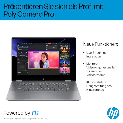HP OmniBook X Flip 2in1 Next Gen AI Laptop | AMD Ryzen AI 7 350 (8C) | dedizierte NPU für KI | 50NPU Tops | Copilot+ PC | 16" 3K 2880x1800 OLED-Touchscreen | 16GB | 1TB SSD | Win11 | QWERTZ | Silber - Image 13