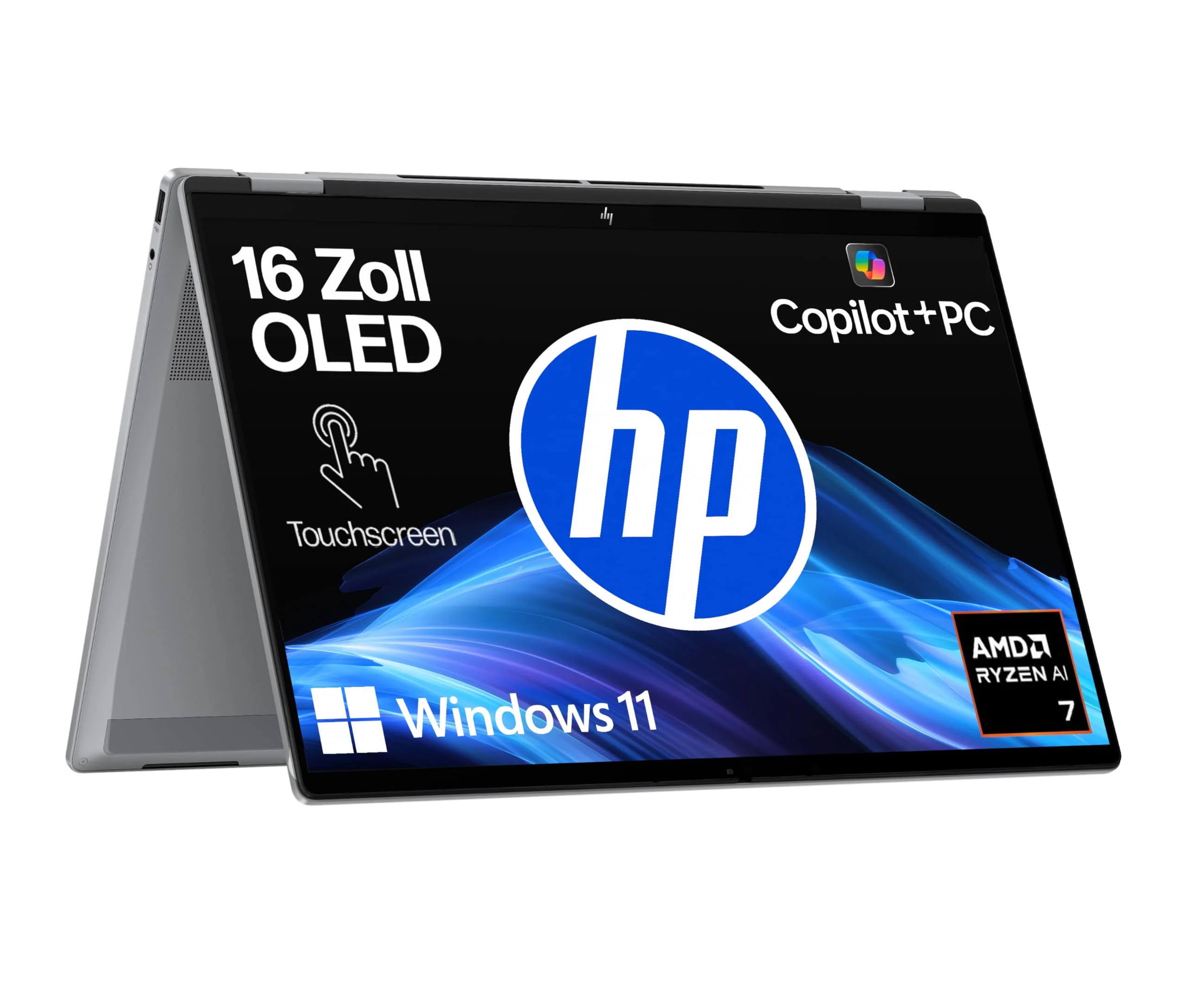 HP OmniBook X Flip 2in1 Next Gen AI Laptop | AMD Ryzen AI 7 350 (8C) | dedizierte NPU für KI | 50NPU Tops | Copilot+ PC | 16" 3K 2880x1800 OLED-Touchscreen | 16GB | 1TB SSD | Win11 | QWERTZ | Silber - Image 22