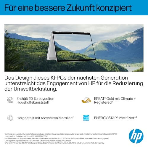 HP OmniBook X Flip 2in1 Next Gen AI Laptop | Intel Core Ultra 7 256V | dedizierte NPU für KI | 47 NPU Tops | Copilot+ PC | 14" 3K 2880x1800 OLED Touchscreen | 16GB | 1TB SSD | Win11 | QWERTZ | Silber - Image 12