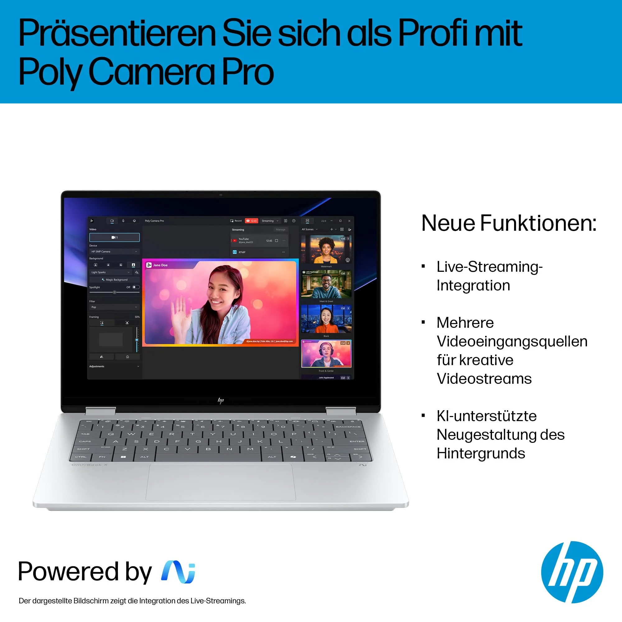 HP OmniBook X Flip 2in1 Next Gen AI Laptop | Intel Core Ultra 7 256V | dedizierte NPU für KI | 47 NPU Tops | Copilot+ PC | 14" 3K 2880x1800 OLED Touchscreen | 16GB | 1TB SSD | Win11 | QWERTZ | Silber - Image 19