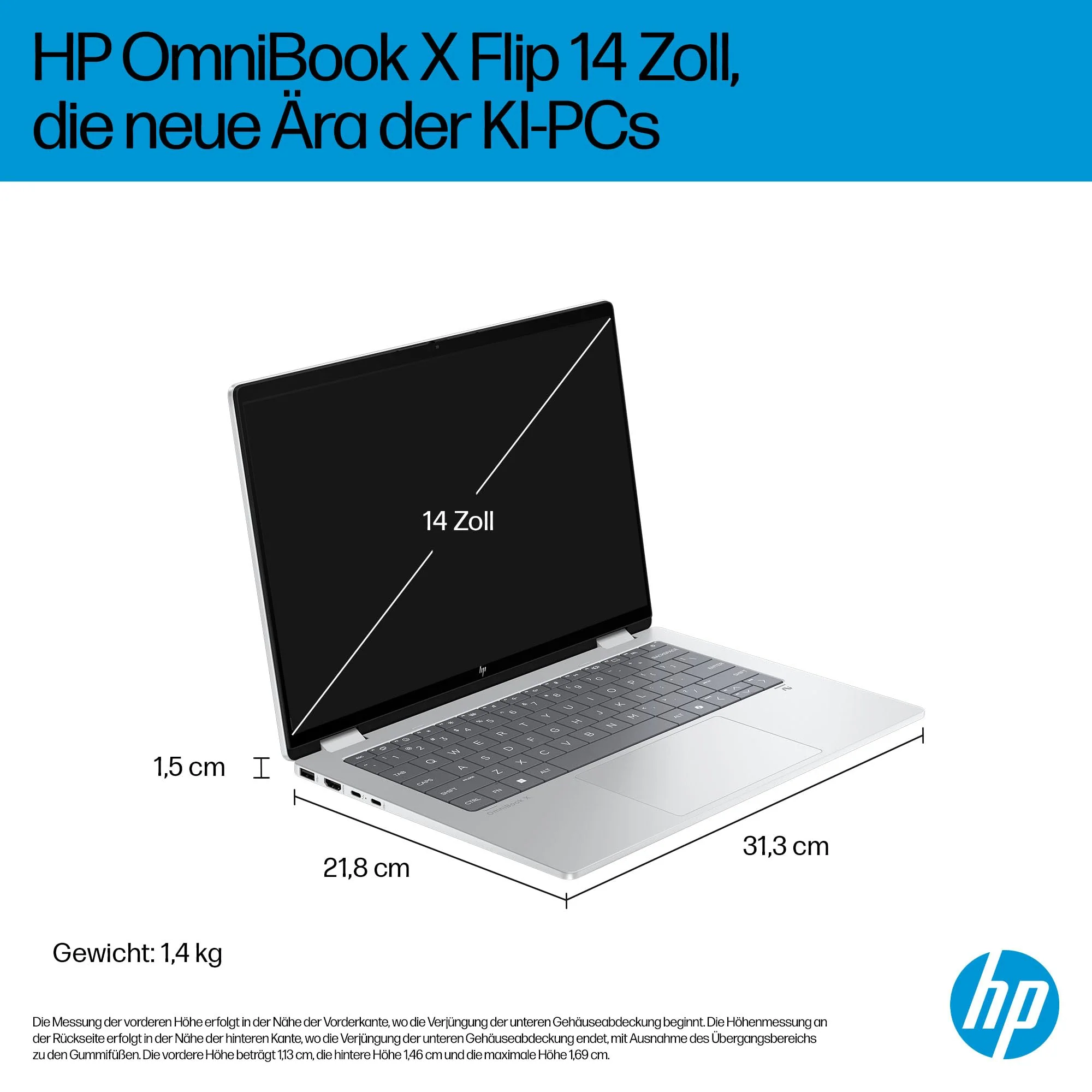HP OmniBook X Flip 2in1 Next Gen AI Laptop | Intel Core Ultra 7 256V | dedizierte NPU für KI | 47 NPU Tops | Copilot+ PC | 14" 3K 2880x1800 OLED Touchscreen | 16GB | 1TB SSD | Win11 | QWERTZ | Silber - Image 23