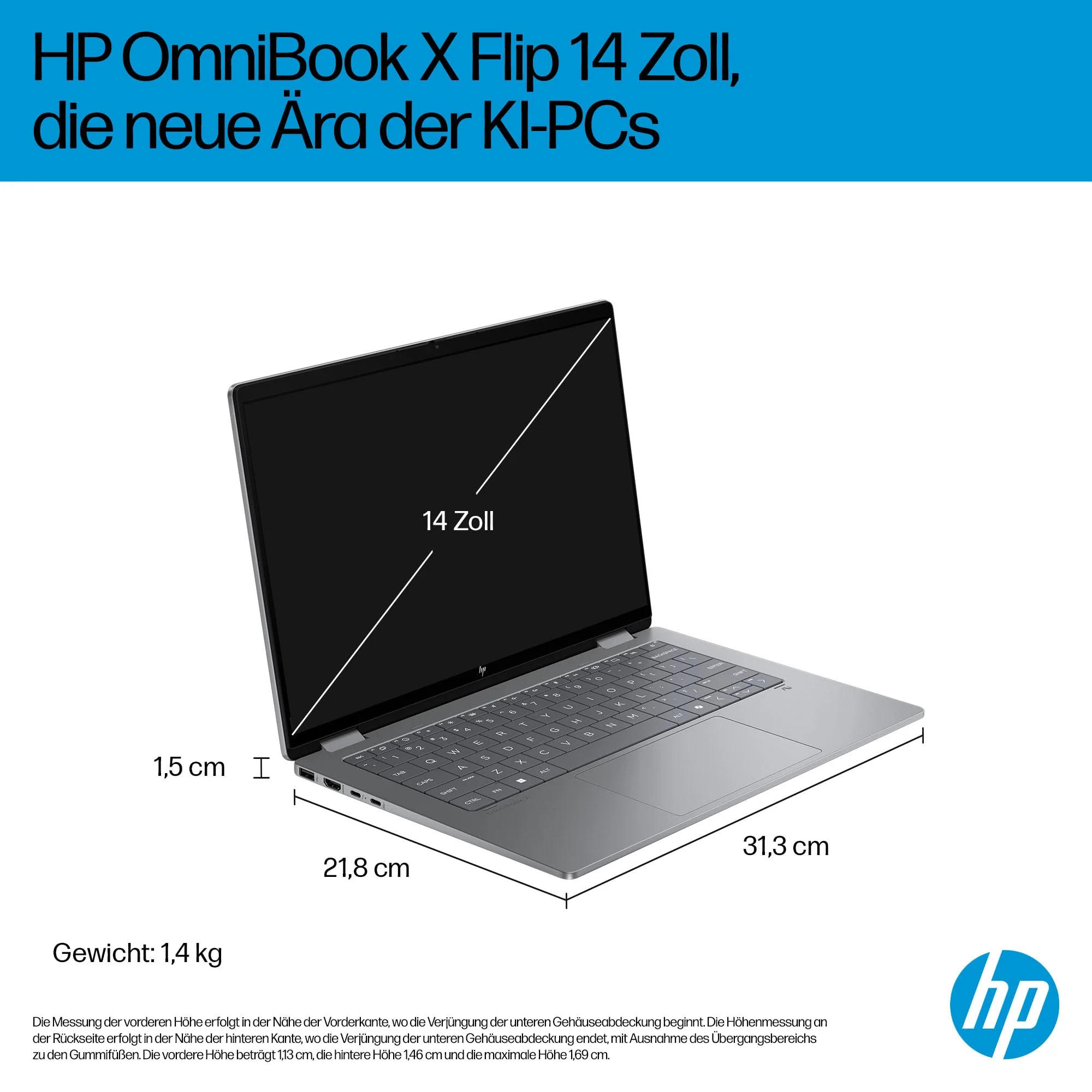 HP OmniBook X Flip 2in1 Next Gen AI Laptop | Intel Core Ultra 7 258V | dedizierte NPU für KI | 47 NPU Tops | Copilot+ PC | 14" 3K 2880x1800 OLED Touchscreen | 32 GB | 1TB SSD | Win11 | QWERTZ | Silber - Image 6