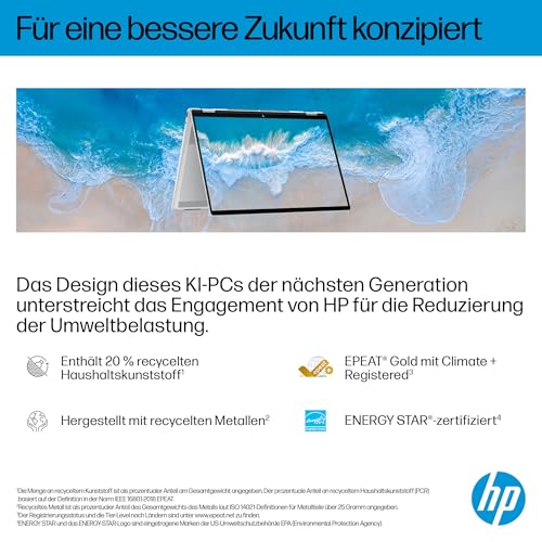 HP OmniBook X Flip 2in1 Next Gen AI Laptop | Intel Ultra 5-226V (8C) | dedizierte NPU für KI | 40 NPU Tops | Copilot+ PC | 16" WUXGA 1920x1200 Touchscreen | 16GB | 512GB SSD | Win11 | QWERTZ | Silber - Image 10