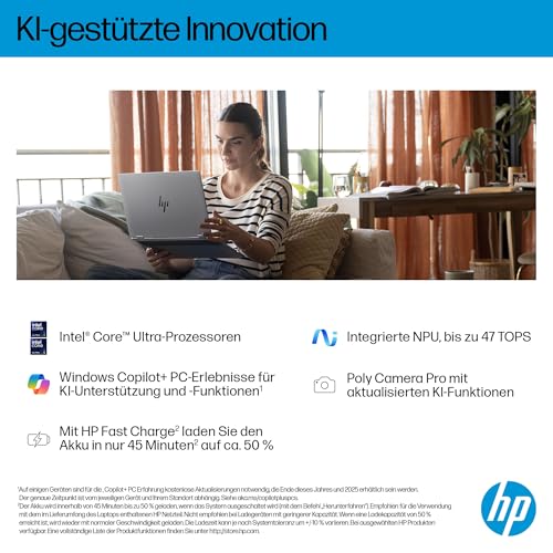 HP OmniBook X Flip 2in1 Next Gen AI Laptop | Intel Ultra 5-226V (8C) | dedizierte NPU für KI | 40 NPU Tops | Copilot+ PC | 16" WUXGA 1920x1200 Touchscreen | 16GB | 512GB SSD | Win11 | QWERTZ | Silber - Image 11