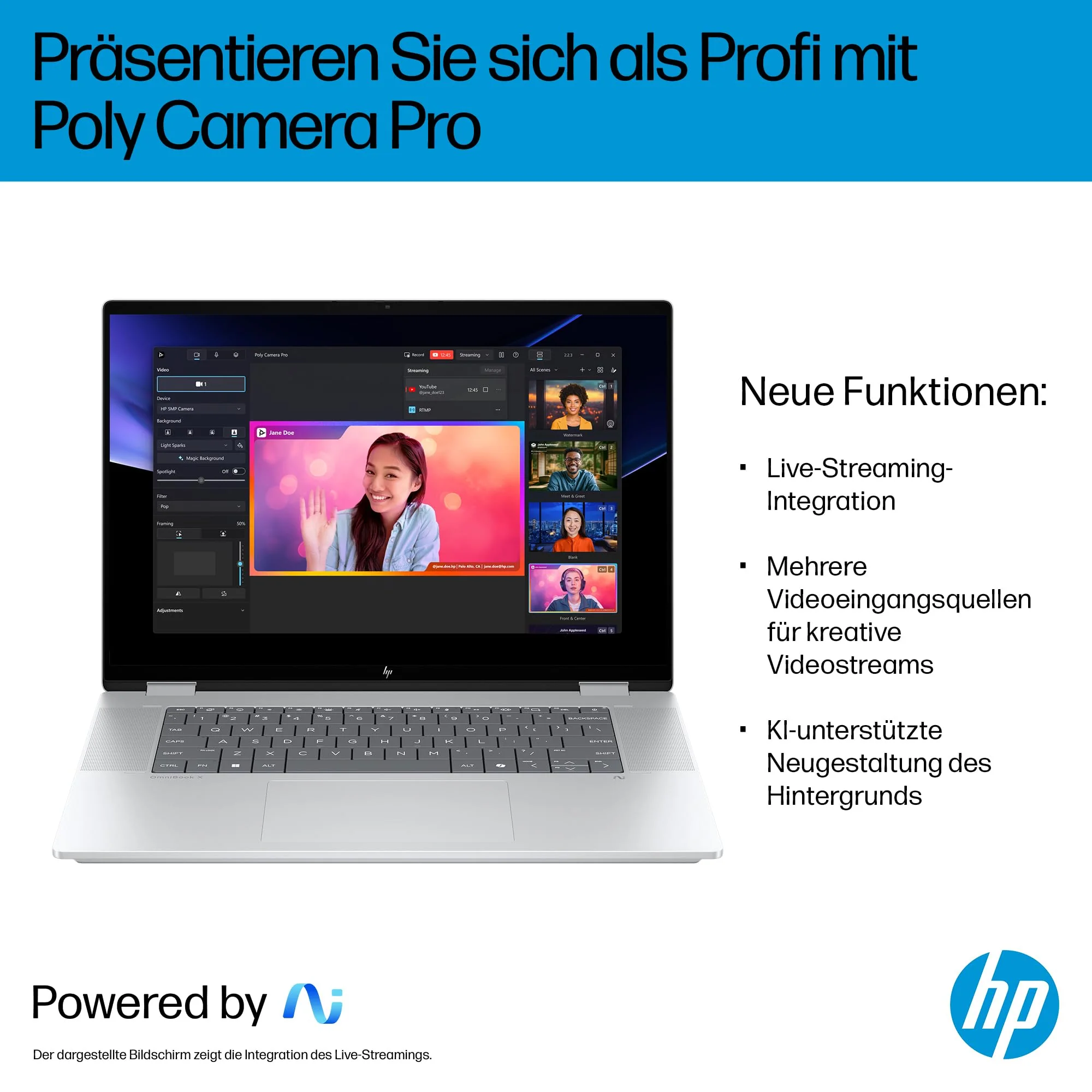 HP OmniBook X Flip 2in1 Next Gen AI Laptop | Intel Ultra 5-226V (8C) | dedizierte NPU für KI | 40 NPU Tops | Copilot+ PC | 16" WUXGA 1920x1200 Touchscreen | 16GB | 512GB SSD | Win11 | QWERTZ | Silber - Image 13
