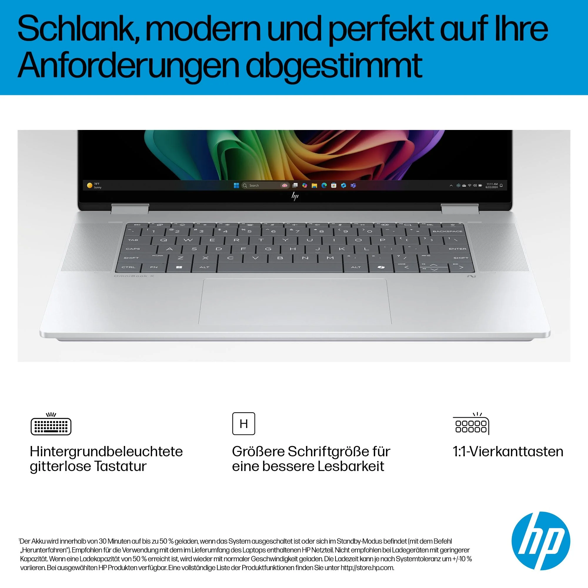 HP OmniBook X Flip 2in1 Next Gen AI Laptop | Intel Ultra 5-226V (8C) | dedizierte NPU für KI | 40 NPU Tops | Copilot+ PC | 16" WUXGA 1920x1200 Touchscreen | 16GB | 512GB SSD | Win11 | QWERTZ | Silber - Image 14