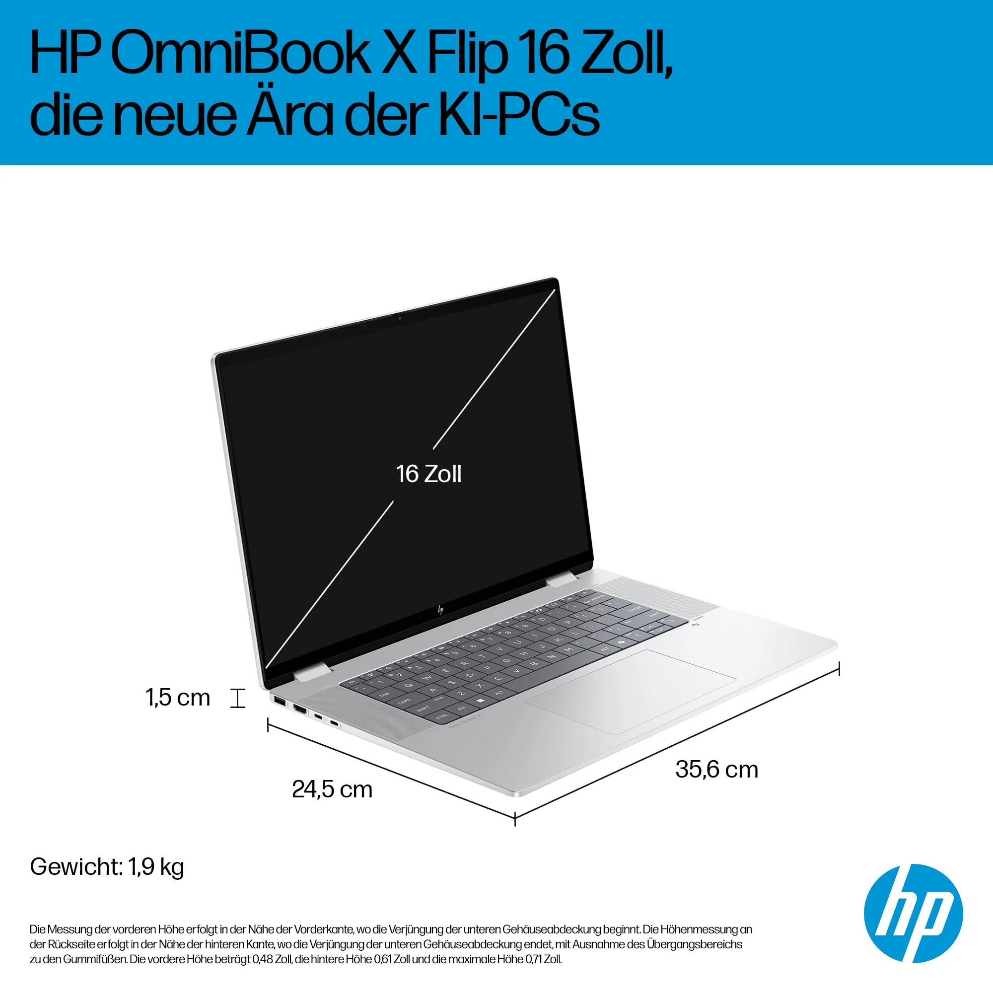 HP OmniBook X Flip 2in1 Next Gen AI Laptop | Intel Ultra 5-226V (8C) | dedizierte NPU für KI | 40 NPU Tops | Copilot+ PC | 16" WUXGA 1920x1200 Touchscreen | 16GB | 512GB SSD | Win11 | QWERTZ | Silber - Image 17