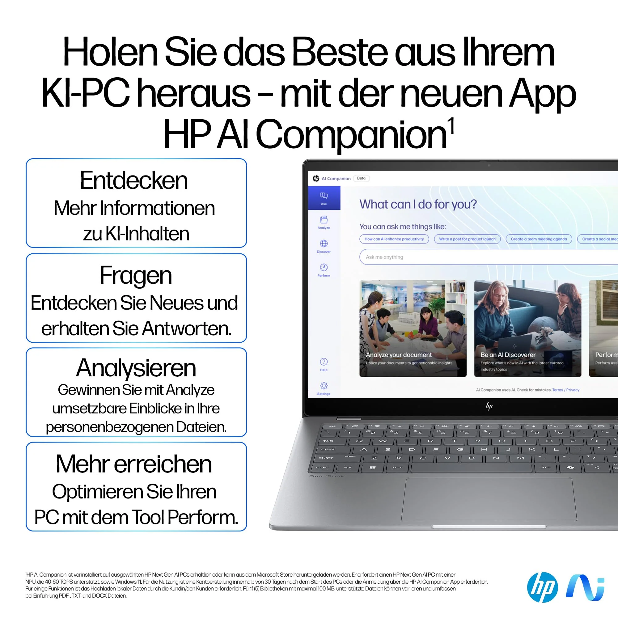 HP OmniBook X Next Gen AI Laptop | Qualcomm Snapdragon X Elite X1E-78-100 (12C) mit dedizierte NPU für KI | 45 NPU TOPS | Copilot+ PC | 14" 2,2K Touchscreen | 16 GB RAM | 1TB SSD | Win11 | Silber - Image 14