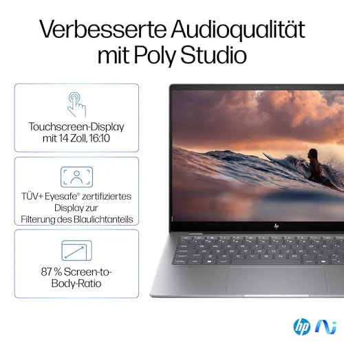 HP OmniBook X Next Gen AI Laptop | Qualcomm Snapdragon X Elite X1E-78-100 (12C) mit dedizierte NPU für KI | 45 NPU TOPS | Copilot+ PC | 14" 2,2K Touchscreen | 16 GB RAM | 1TB SSD | Win11 | Silber - Image 6