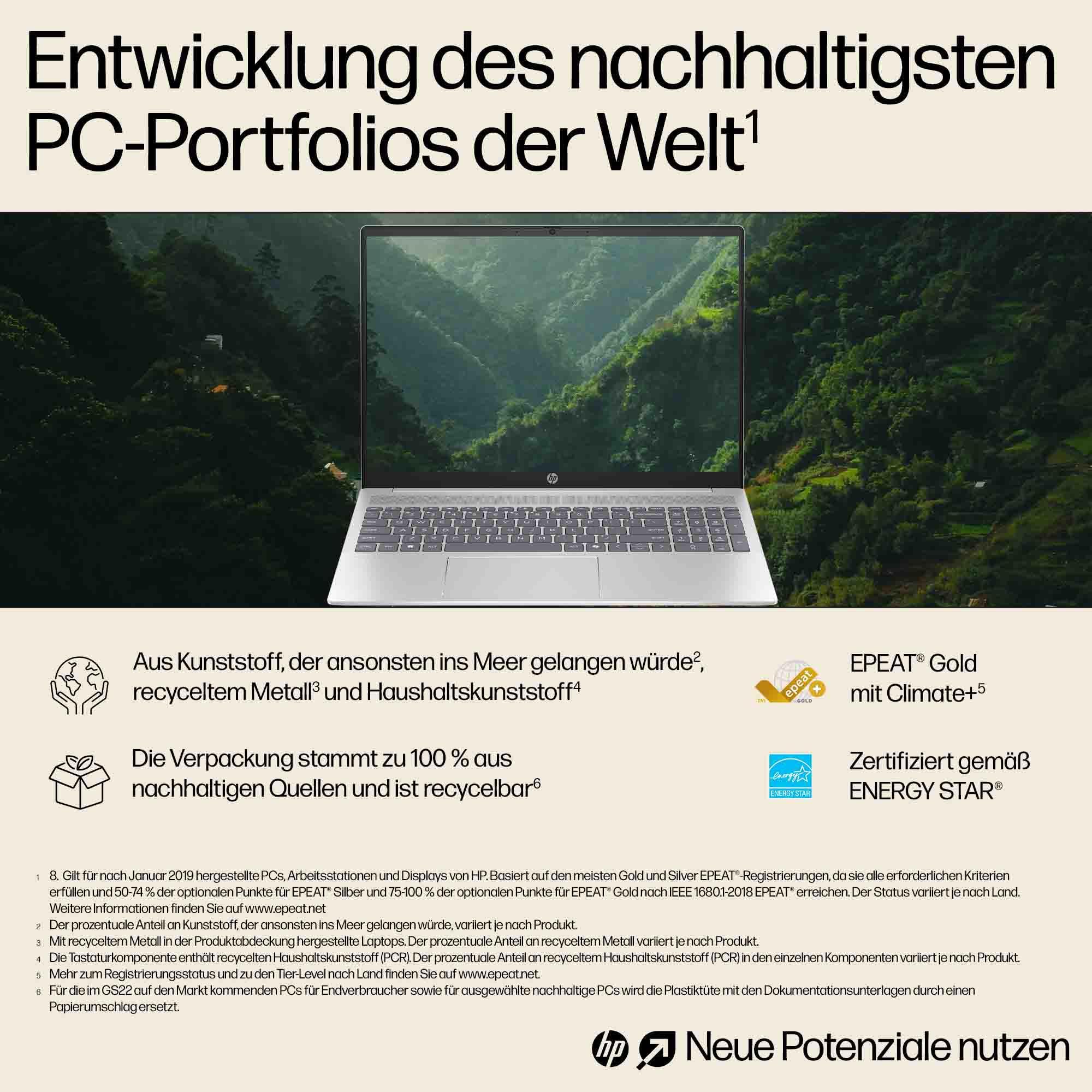 HP Pavilion Laptop, 16" WUXGA Touch-Display, AMD Ryzen 5 8540U, 8 GB DDR5 RAM, 512 GB PCIe NVMe SSD, AMD Radeon Graphics, QWERTZ, Windows 11 Home, Silber - Image 6