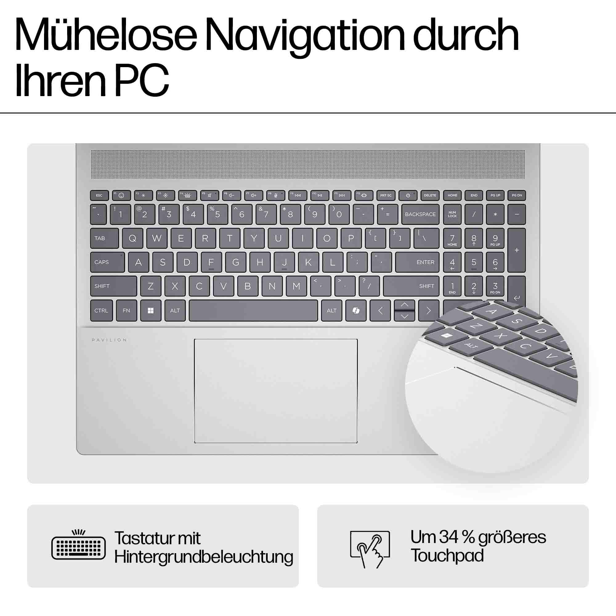 HP Pavilion Laptop, 16" WUXGA Touch-Display, AMD Ryzen 5 8540U, 8 GB DDR5 RAM, 512 GB PCIe NVMe SSD, AMD Radeon Graphics, QWERTZ, Windows 11 Home, Silber - Image 8