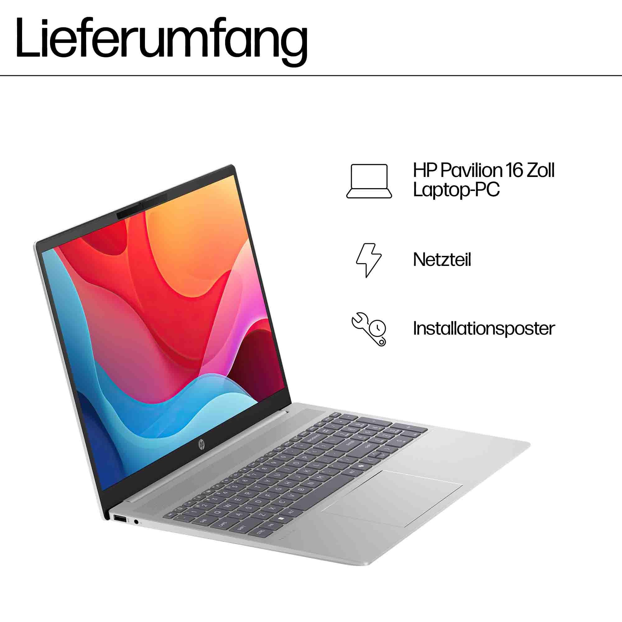 HP Pavilion Laptop | AMD Ryzen 7 8840U | 16-Inch WUXGA Display | 16 GB DDR5 RAM | 512 GB PCIe NVMe SSD | AMD Radeon Grafik | QWERTZ Keyboard | Windows 11 Home | Silver - Image 11