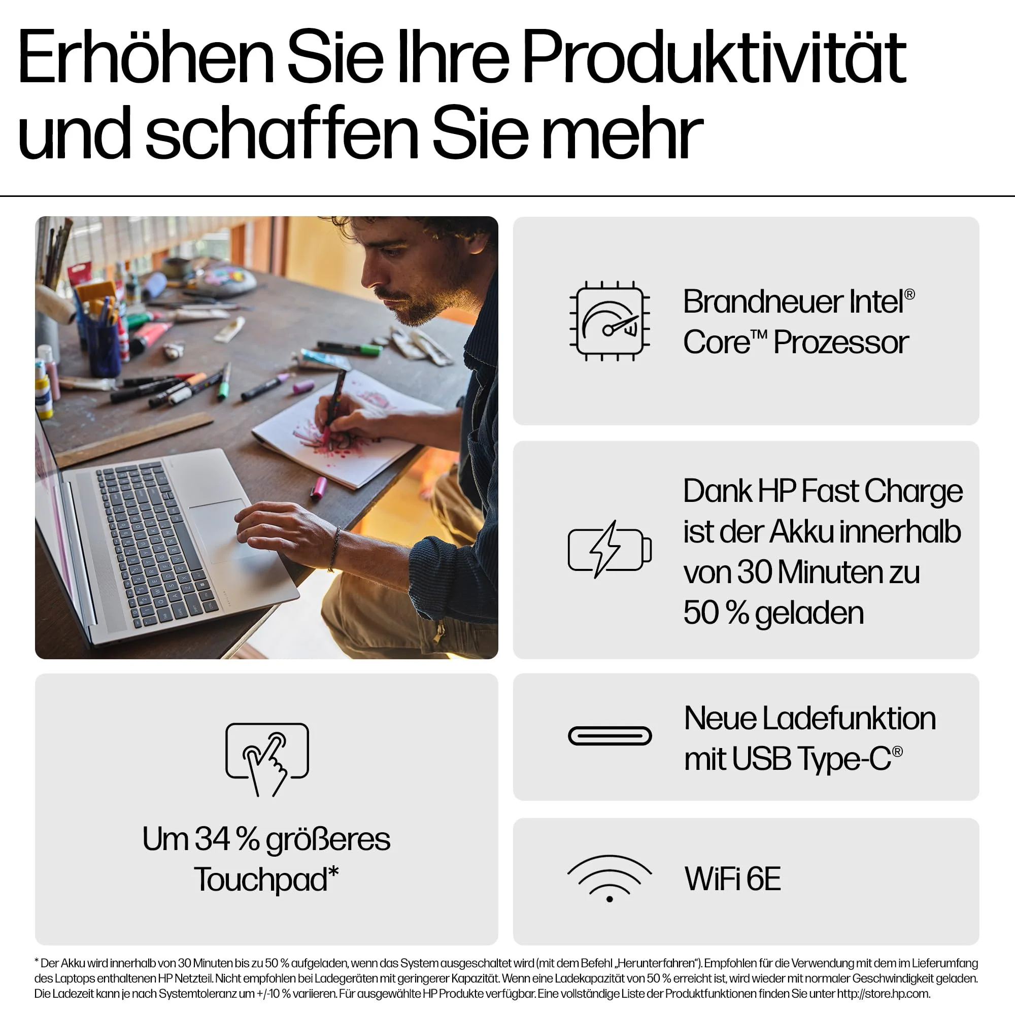 HP Pavilion Laptop PC | Intel Core Ultra 5 mit integrierter KI | 125U 16" WUXGA-Display | 16GB RAM | 1TB PCIe NVMe SSD | Intel Grafikkarte | QWERTZ mit Copilot Key | Windows 11 Home | Silber - Image 8