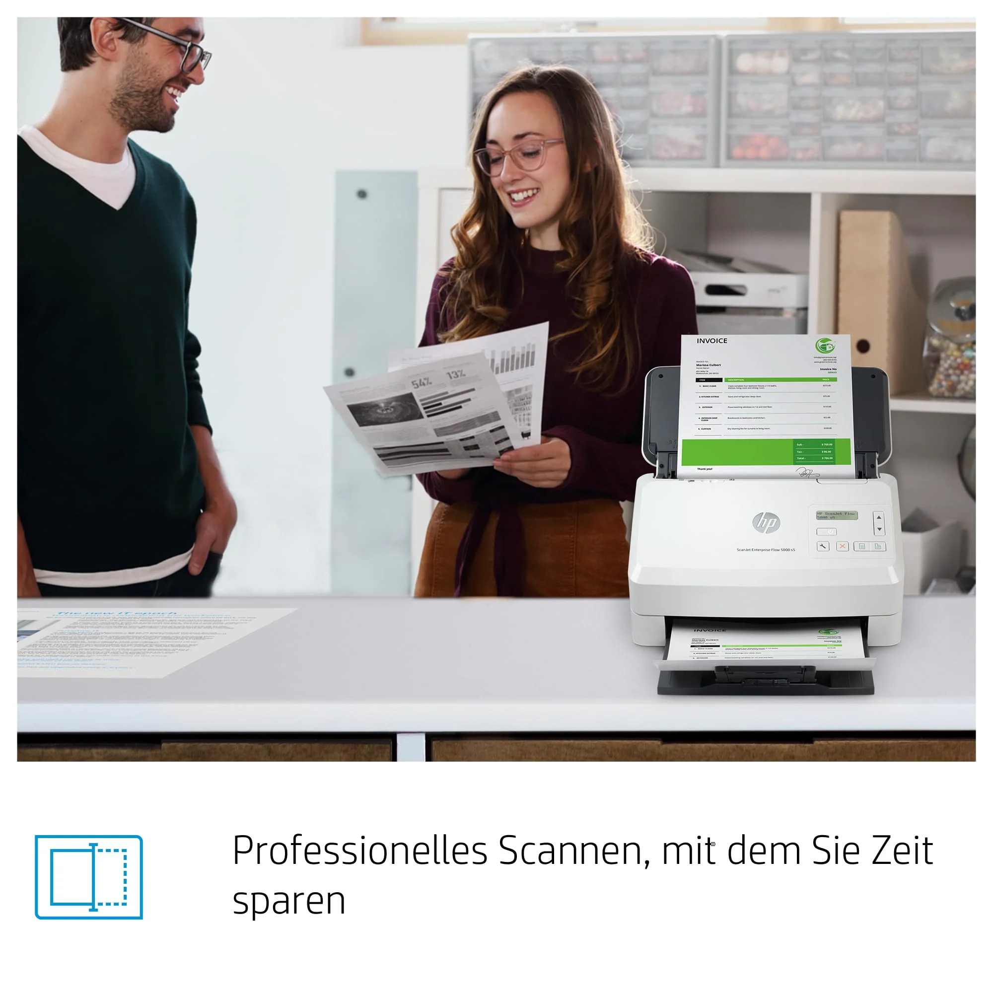 HP ScanJet Enterprise Flow 5000 s5, Scanner, Einzelblattzufuhr, 80-Blatt ADF, USB, bis zu 7.500 Seiten täglich - Image 6