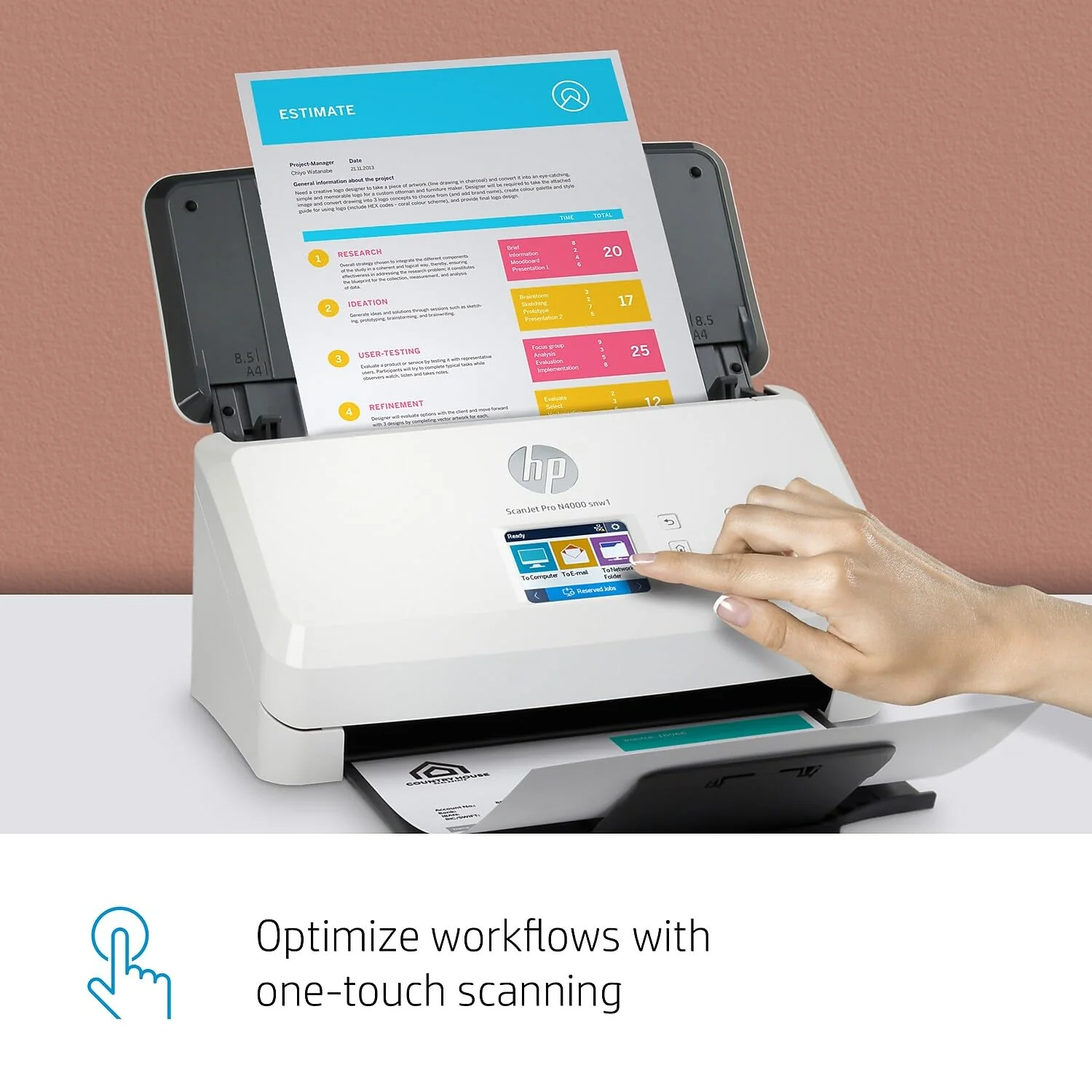 HP Scanjet Pro N4000 snw1 Sheet-Feed - Dokumentenscanner - Desktop-Gerät - USB 3.0, LAN, Wi-Fi(n) - Image 8