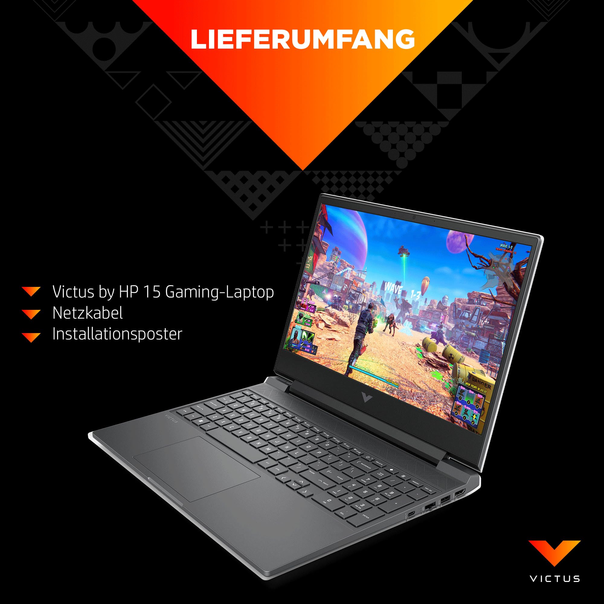 HP VICTUS Gaming Laptop, 15,6" FHD Display 144Hz, AMD Ryzen 5 8640H, 16 GB DDR5 RAM, 512 GB SSD, NVIDIA GeForce RTX 4050 (6GB), QWERTZ, Windows 11, Silber - Image 9