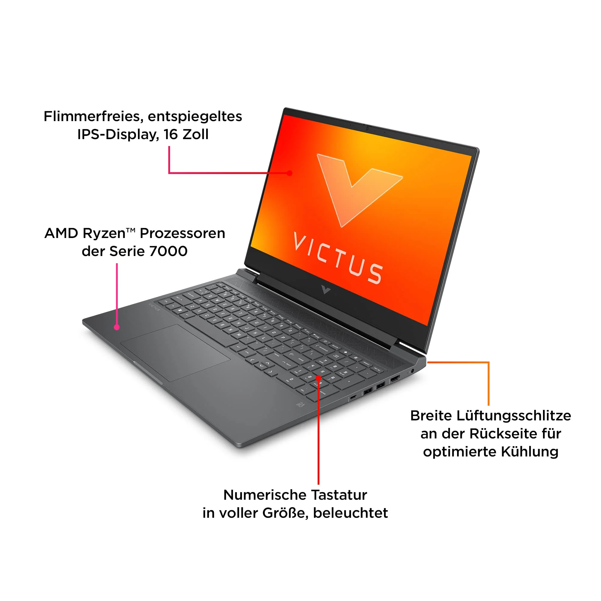 HP Victus Gaming Laptop | 16,1" FHD 144 Hz Display | AMD Ryzen 7-7840HS | 16 GB DDR5 | 512 GB SSD | NVIDIA GeForce RTX 4060 | Windows 11 | QWERTZ | Schwarz | HyperX Pulsefire Haste 2 Wireless Black - Image 7