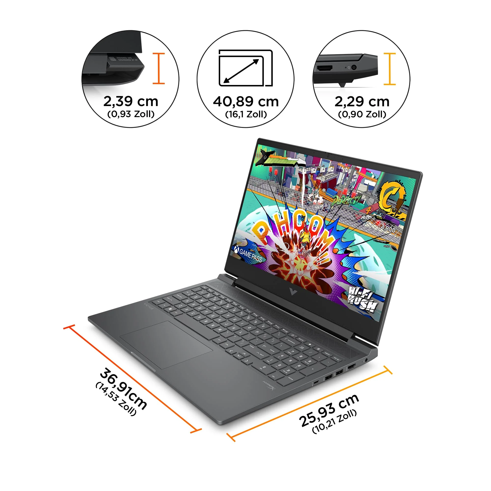 HP Victus Gaming Laptop, 16,1" FHD 144Hz Display, AMD Ryzen 7 8845HS, 16GB DDR5 RAM, 1TB SSD, NVIDIA GeForce RTX 4070 (8GB), QWERTZ, Windows 11, Mica Silver - Image 4