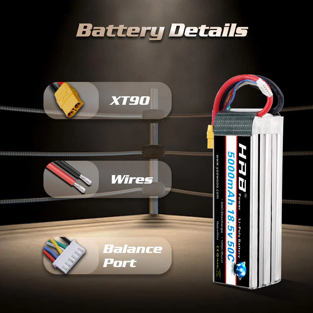 HRB 18.5 V 5000 mAh 50C 5S XT90 Lipo Battery Pack for RC Car RC Truck RC Truggy RC Airplane Drone DIY Hobby - Image 5