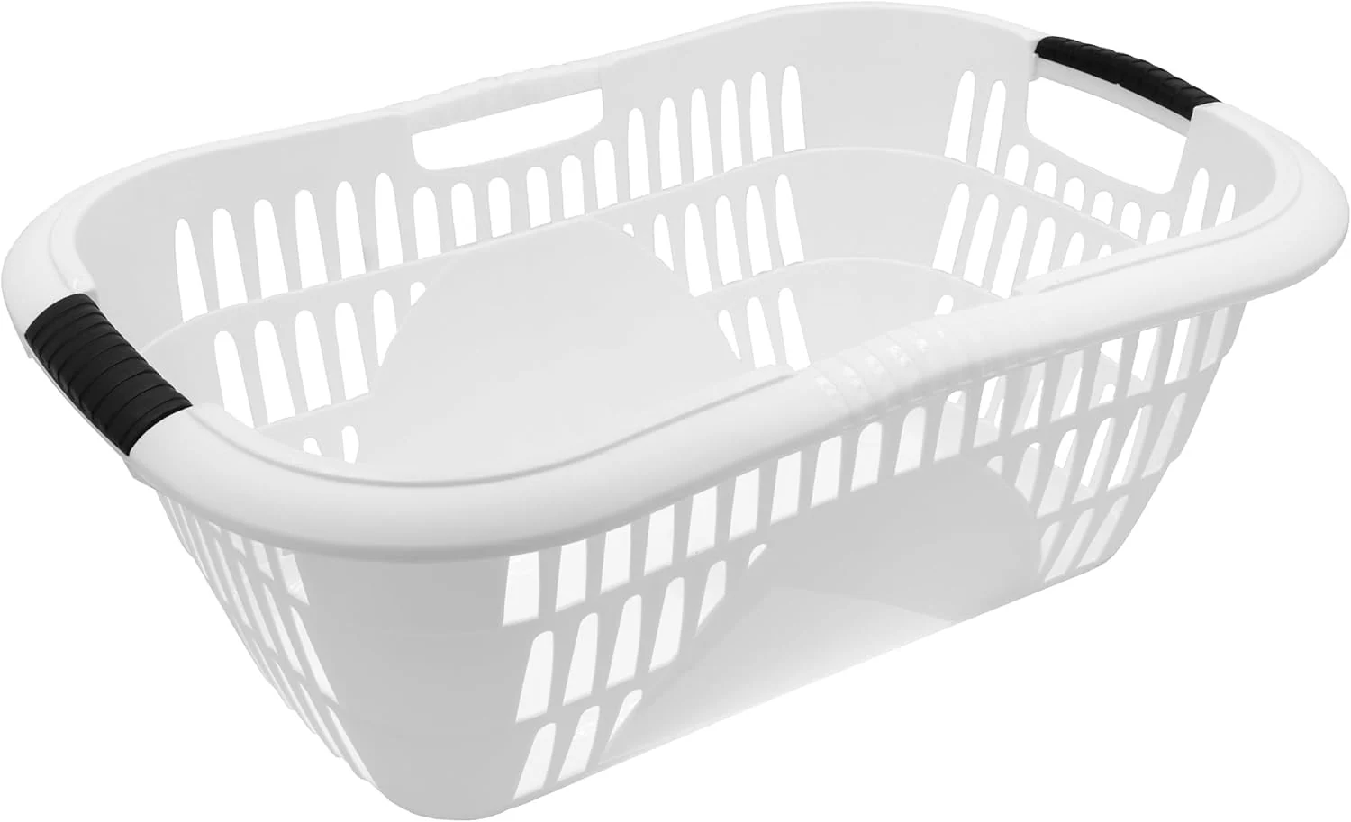 HRB Wäschekorb Plastik, 40L Wäsche Box Volumen, Wäschesammler mit 59,5 x 40 x 23 cm Außenmaß, Wäsche Sortierer groß, Aufbewahrungskorb (1, Weiß) - Image 3