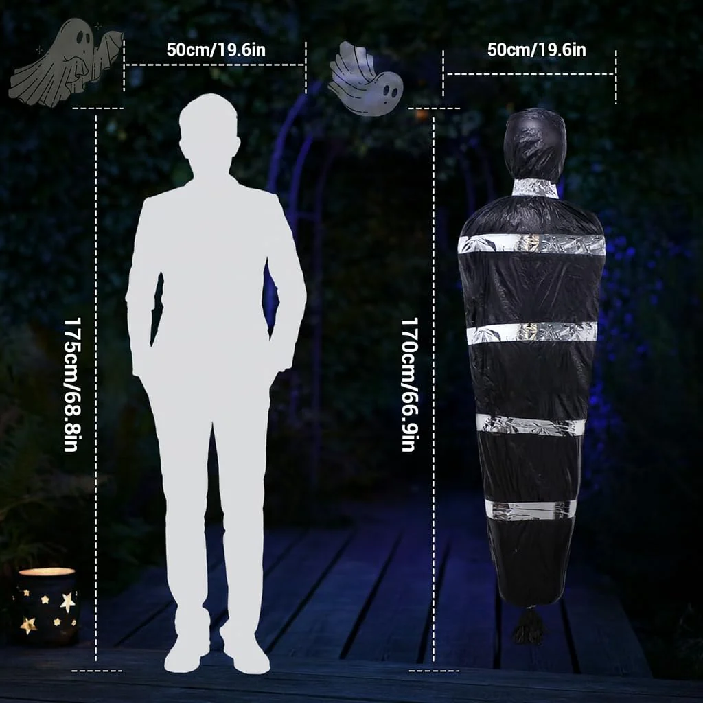 HSSPYY Halloween Horror-Requisite 150cm Aufblasbare Horror-Figur im Leichensack DIY Party Zubehör – Einfach & Wiederverwendbar Schockierendes Halloween-Erlebnis Gestalten - Image 2