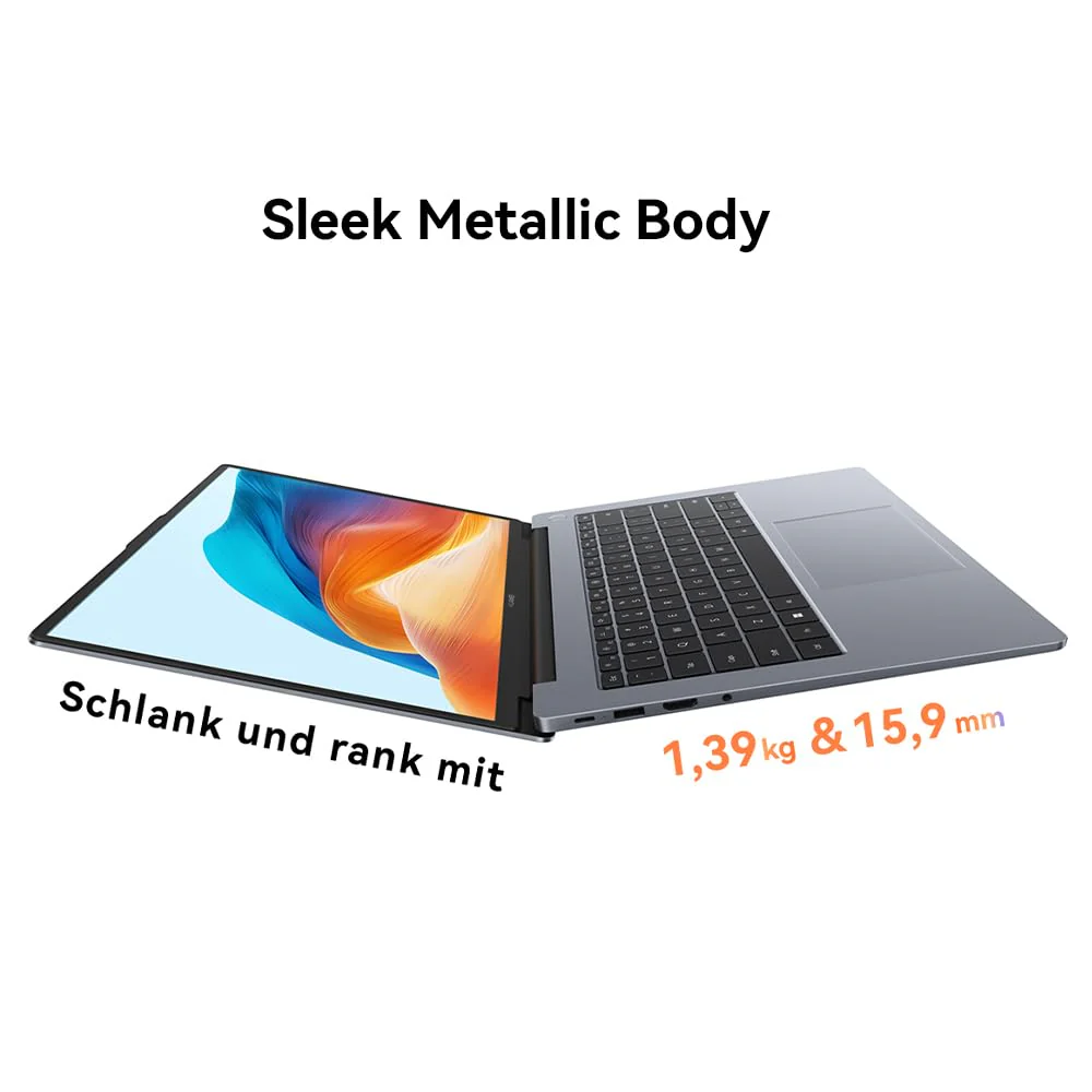 HUAWEI MateBook D 14 Laptop, i5-12450H, 12th Gen Intel Core i5 Prozessor, FullView Eye Comfort Display, 16 GB RAM, 512 GB SSD, 14 Zoll Laptop, Windows 11 Home, Deutsche Version, Space Gray - Image 6
