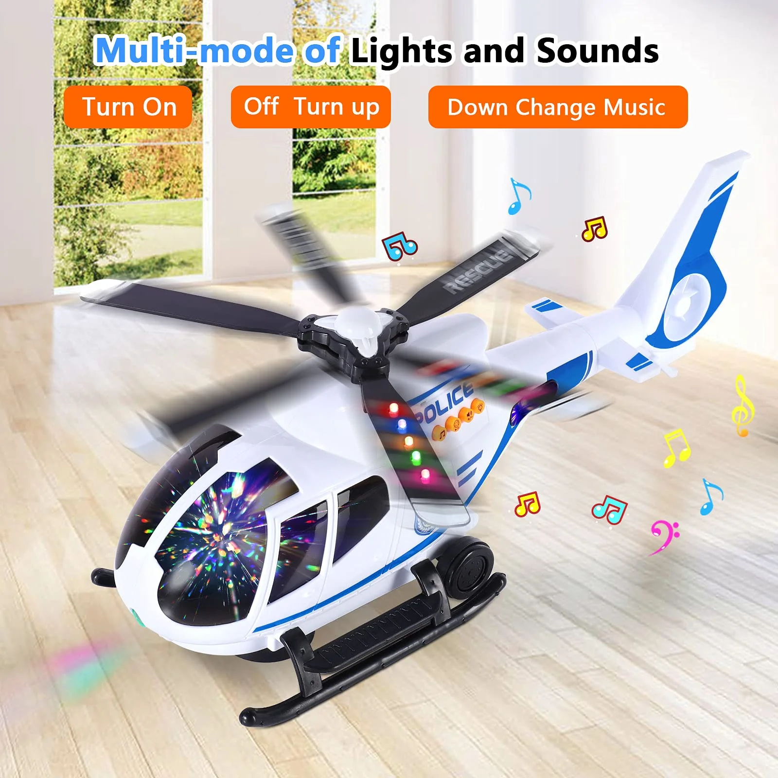 Hubschrauber Spielzeug mit Fernbedienung, Flugzeugspielzeug, Flugzeug Spielset, Flieger Kinder mit Lernspielzeug Set, Mit LED-Licht und Musik, Infrarotsteuerung für Kinder 2 3 4 5 6 Jahre (Weiß) - Image 6