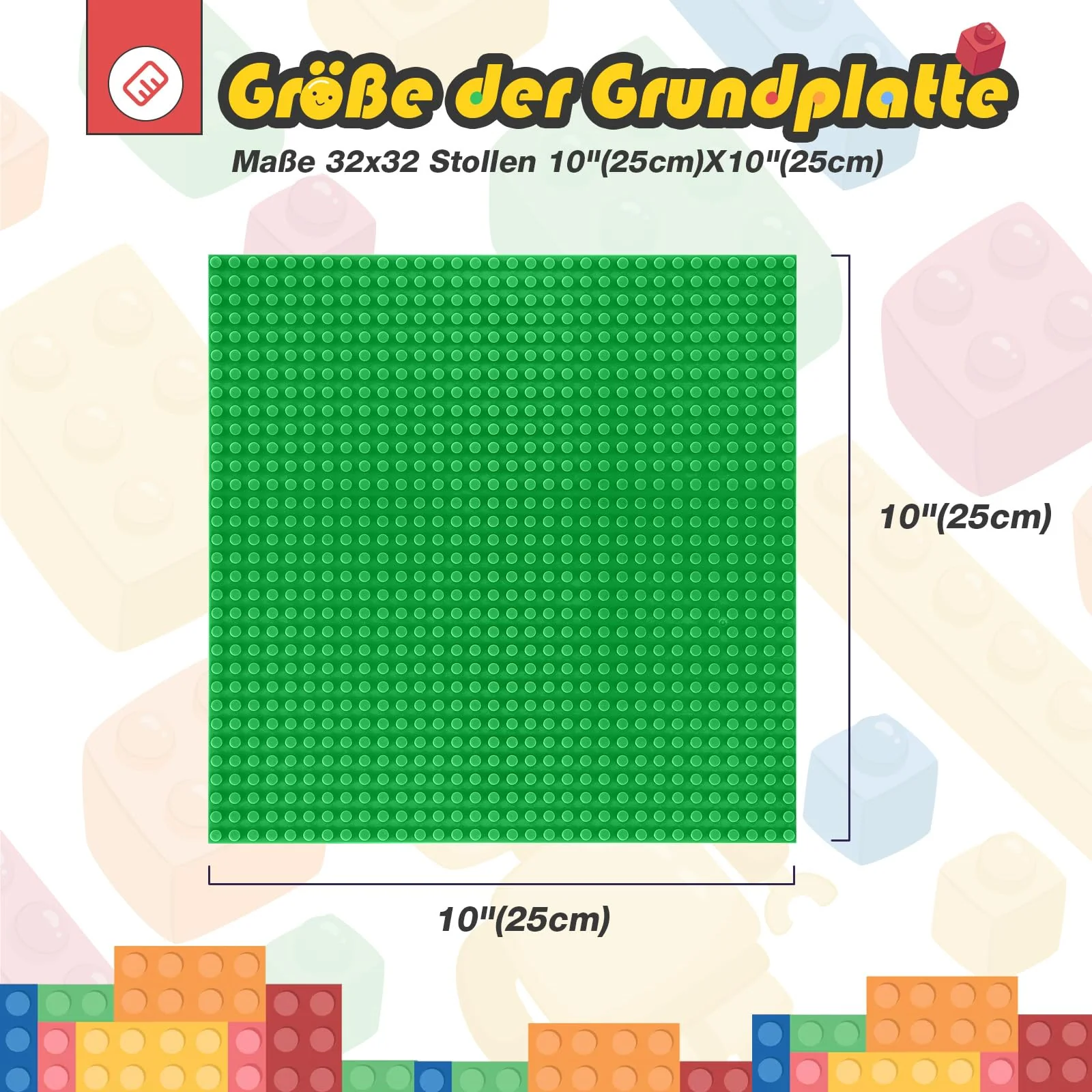 HUIZDQ 8 Stück Klassische Grundplatten für Bauklötze, 100% kompatibel mit Allen großen Marken, mit 32 X 32 Noppen, Mehrfarbig - Image 3