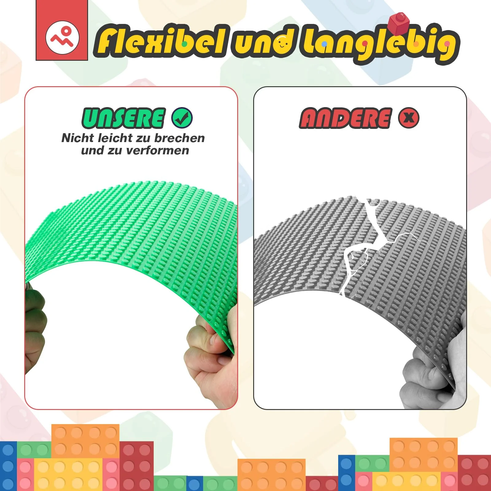 HUIZDQ 8 Stück Klassische Grundplatten für Bauklötze, 100% kompatibel mit Allen großen Marken, mit 32 X 32 Noppen, Mehrfarbig - Image 6