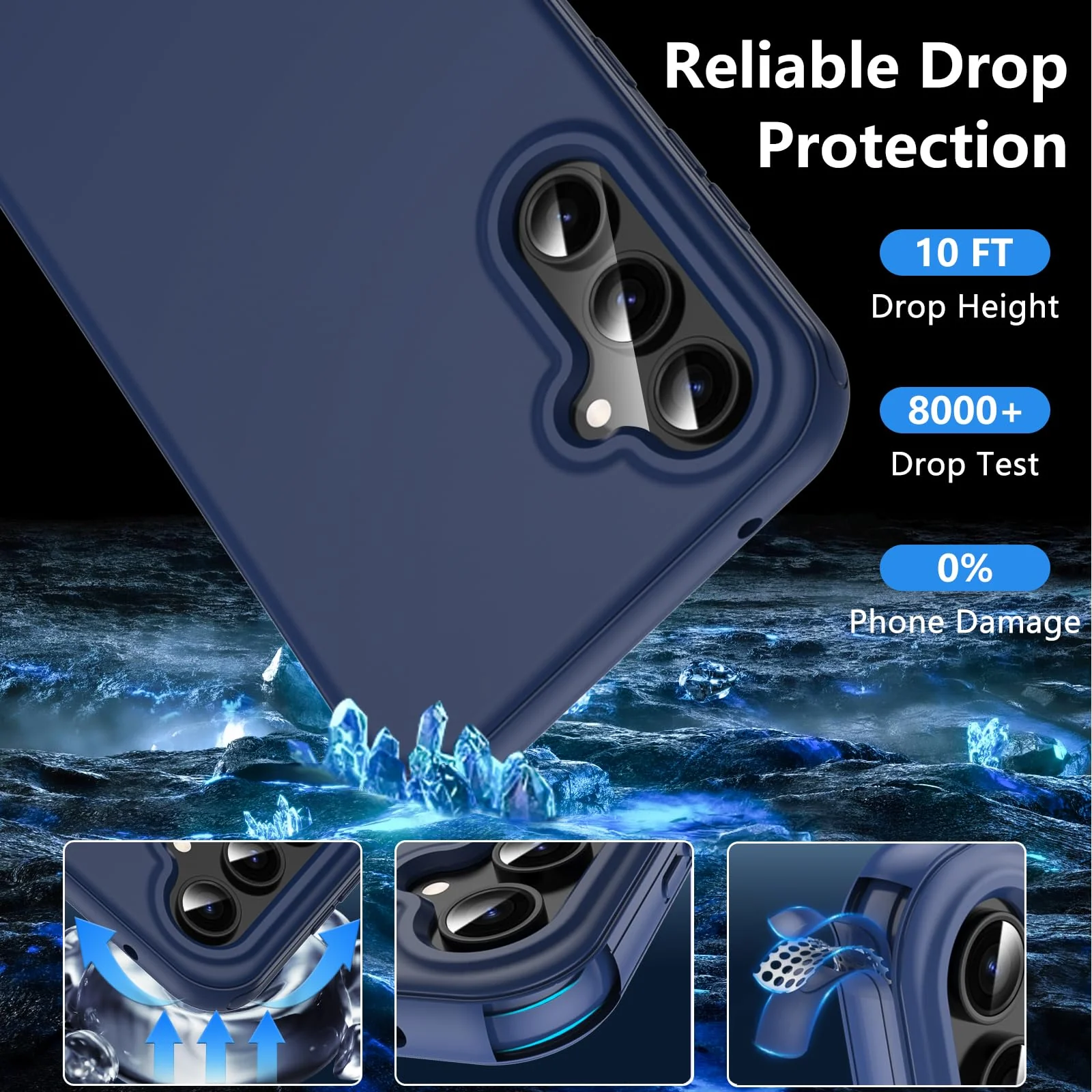 Hülle für Samsung Galaxy A55 5G, Handyhülle Samsung A55 5G, 360 Grad Rundumschutz Stoßfest Silikon Roubst Bumper Case Outdoor Cover Mit Integriertem Displayschutz Schutzhülle für Samsung A55,Blau - Image 5