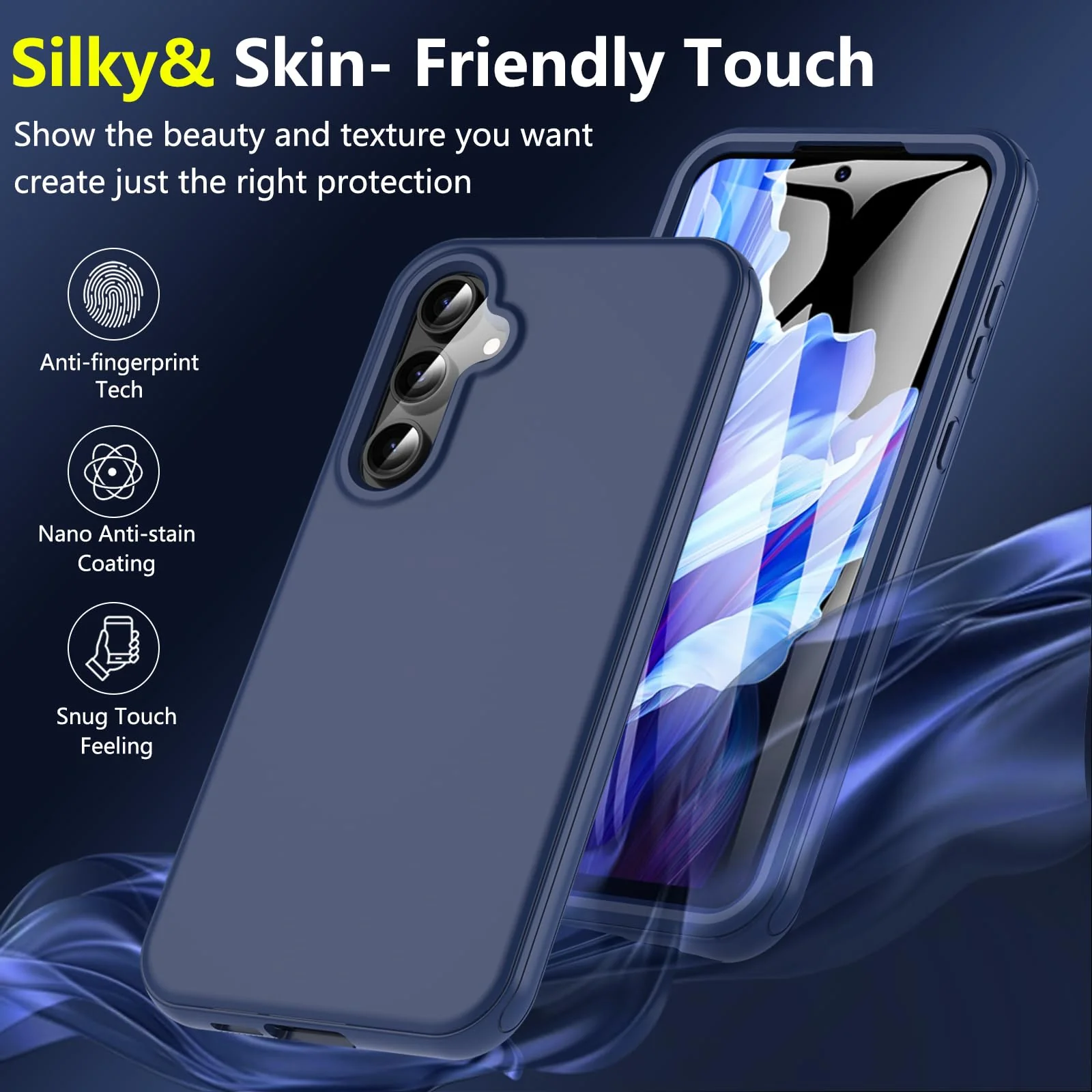 Hülle für Samsung Galaxy A55 5G, Handyhülle Samsung A55 5G, 360 Grad Rundumschutz Stoßfest Silikon Roubst Bumper Case Outdoor Cover Mit Integriertem Displayschutz Schutzhülle für Samsung A55,Blau - Image 6