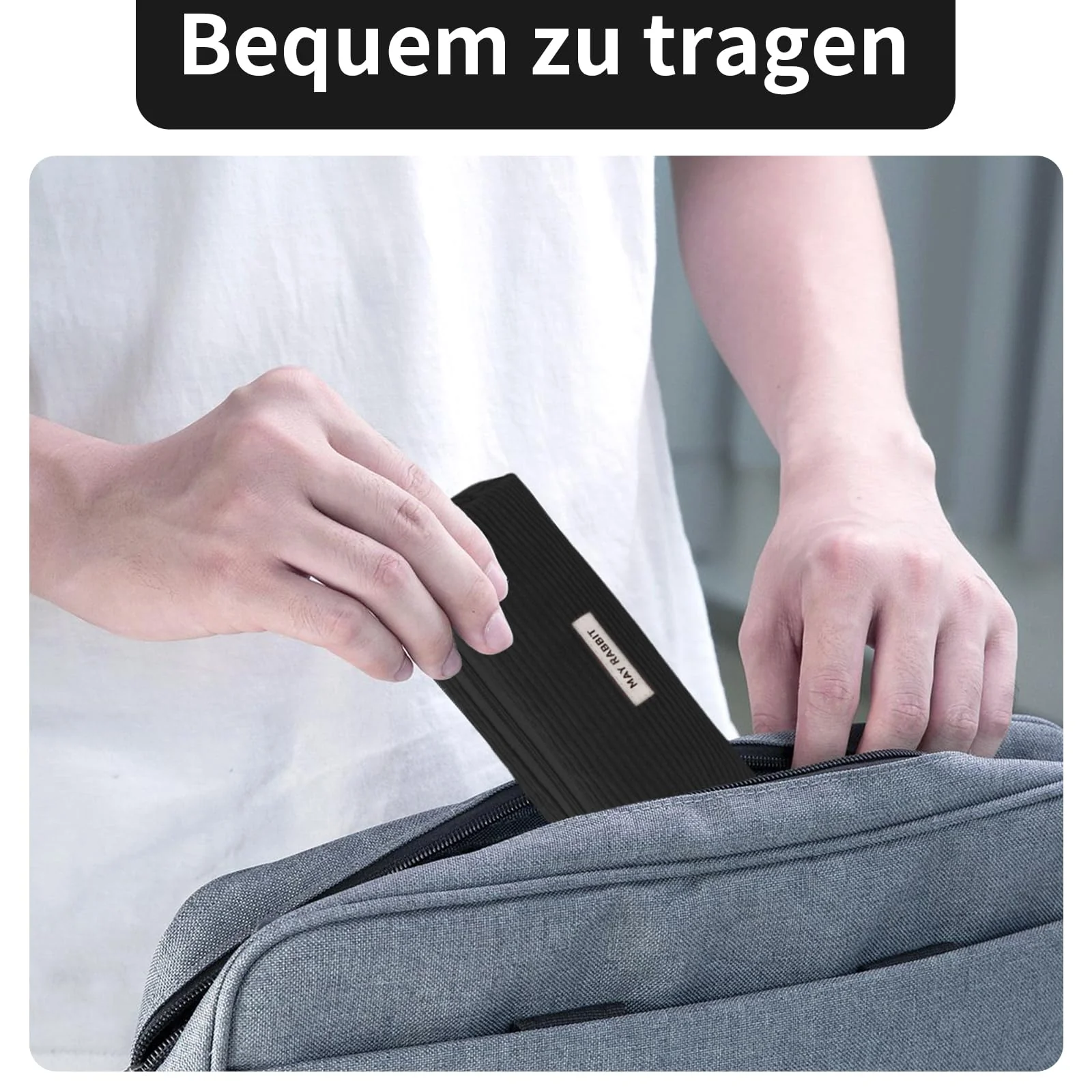 huoflame Federmäppchen Cord-Stoff – Großes Retro Mäppchen für Schule Büro Teenager Damen – Kosmetiktasche & Stiftetasche mit Reißverschluss, Rosa & Schwarz, Cord Mäppchen Geschenkidee (Schwarz) - Image 4