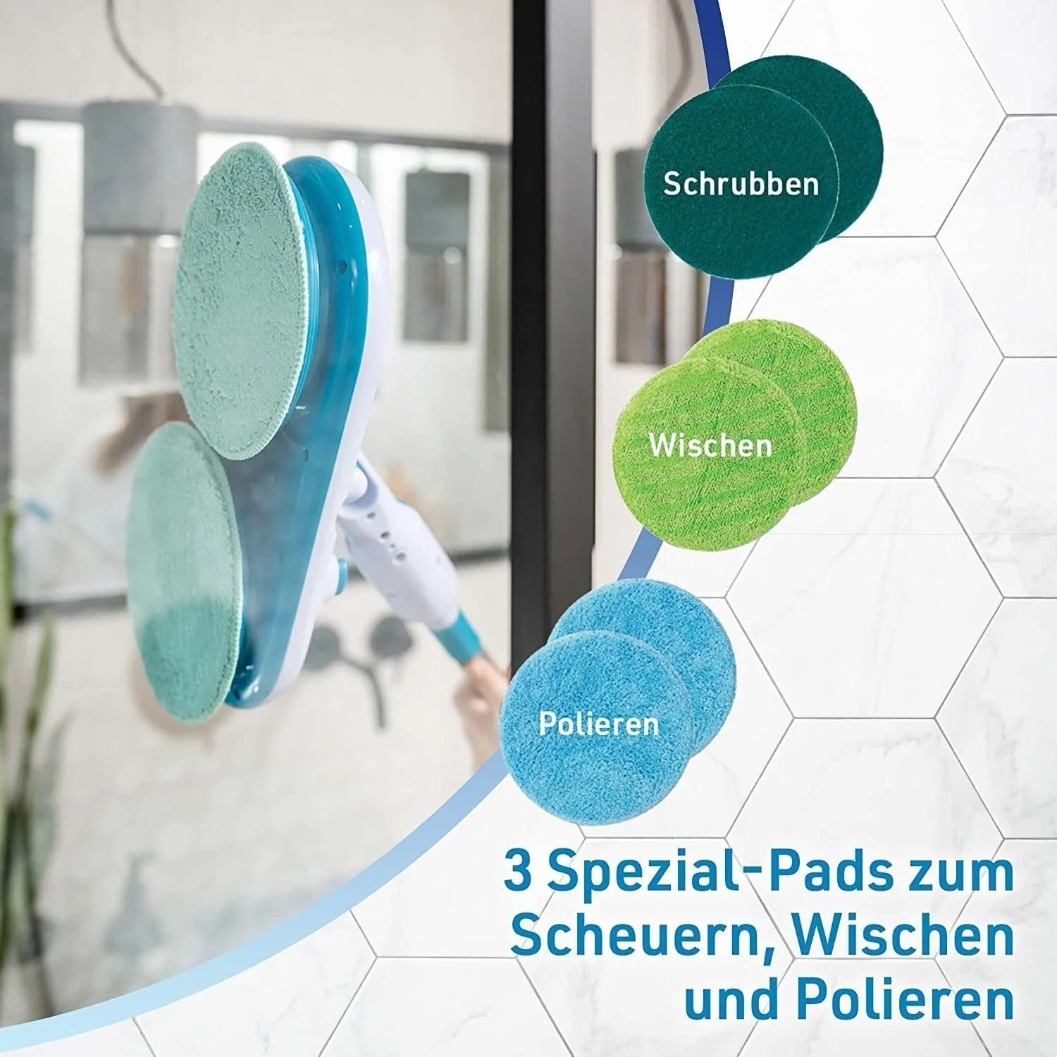 Hurricane Floating Mop elektrischer Bodenwischer – Akku Wischer zum mühelosen Wischen, Schrubben und Polieren – Ultra Leichter Wischmopp mit verschiedenen Mikrofaser-Pads - Image 5