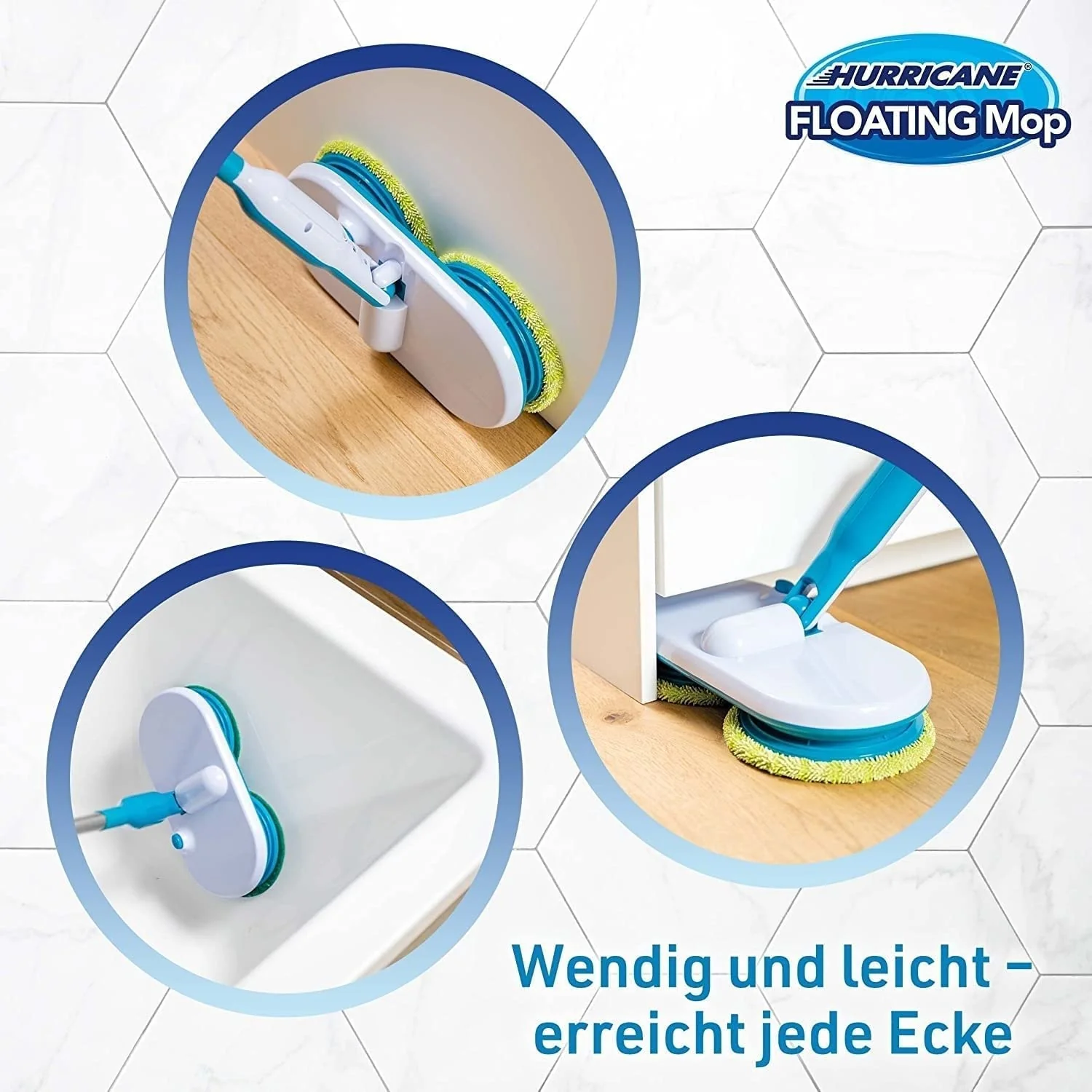Hurricane Floating Mop elektrischer Bodenwischer – Akku Wischer zum mühelosen Wischen, Schrubben und Polieren – Ultra Leichter Wischmopp mit verschiedenen Mikrofaser-Pads - Image 6