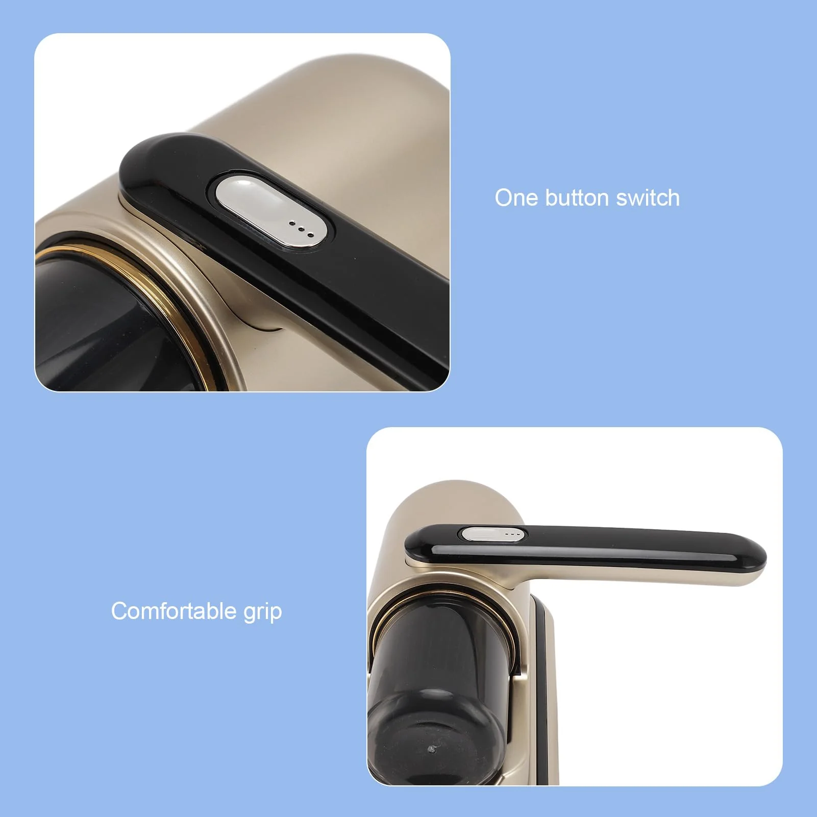 HURRISE Kabelloser Matratzenstaubsauger, Leistungsstarkes Doppelklopfen, Klopfmodus, Reinigungslicht, 2 Gänge, Geräuscharm, für den Heimgebrauch, ABS-Materialien, Champagnergold - Image 4