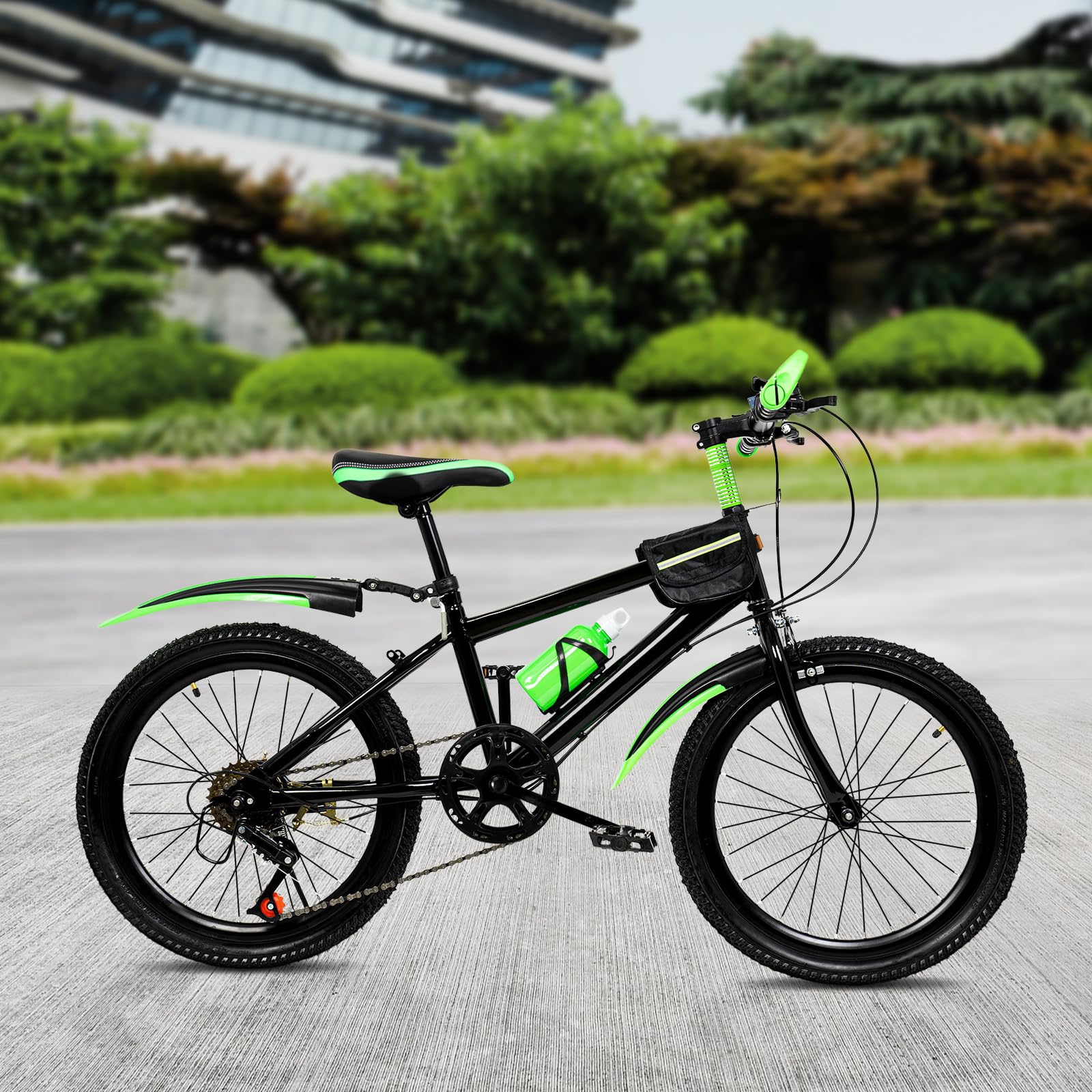 Hurrylying 20 Zoll Premium Mountainbike Kinder Mountainbike Gewicht 85 kg mit Glashalter und Getriebe Geeignet auf der Straße und auf den Bergen Grün - Image 5
