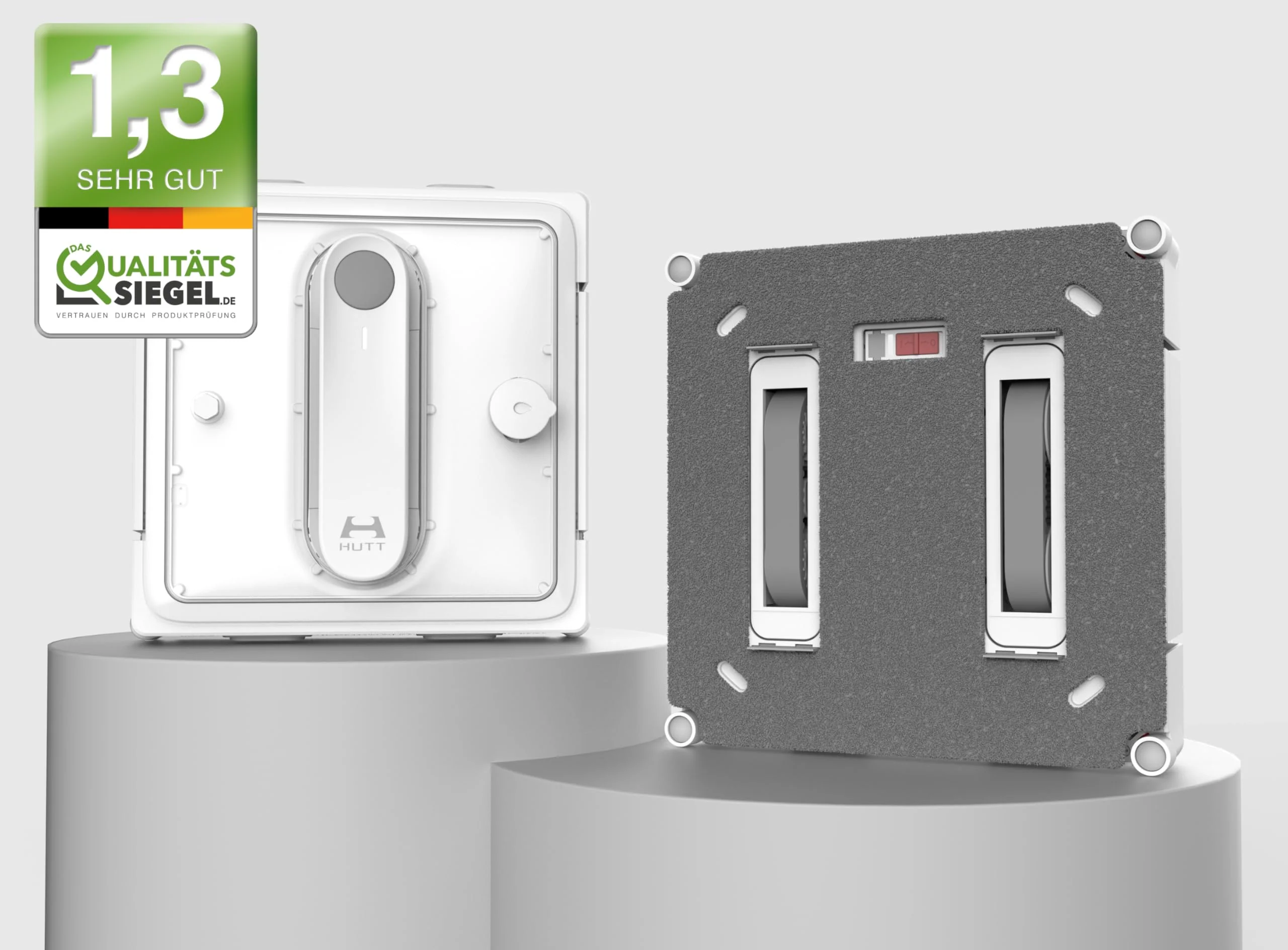 HUTT W9 Fensterputzroboter mit 150ml Panorama-Tank (3800Pa Saugleistung, Kanten- und Hinderniserkennung, Für Glas, Fliesen, Wintergärten, Spiegel etc, 13 Sensoren, Sicherungsseil, 4X Reinigungstuch) - Image 9