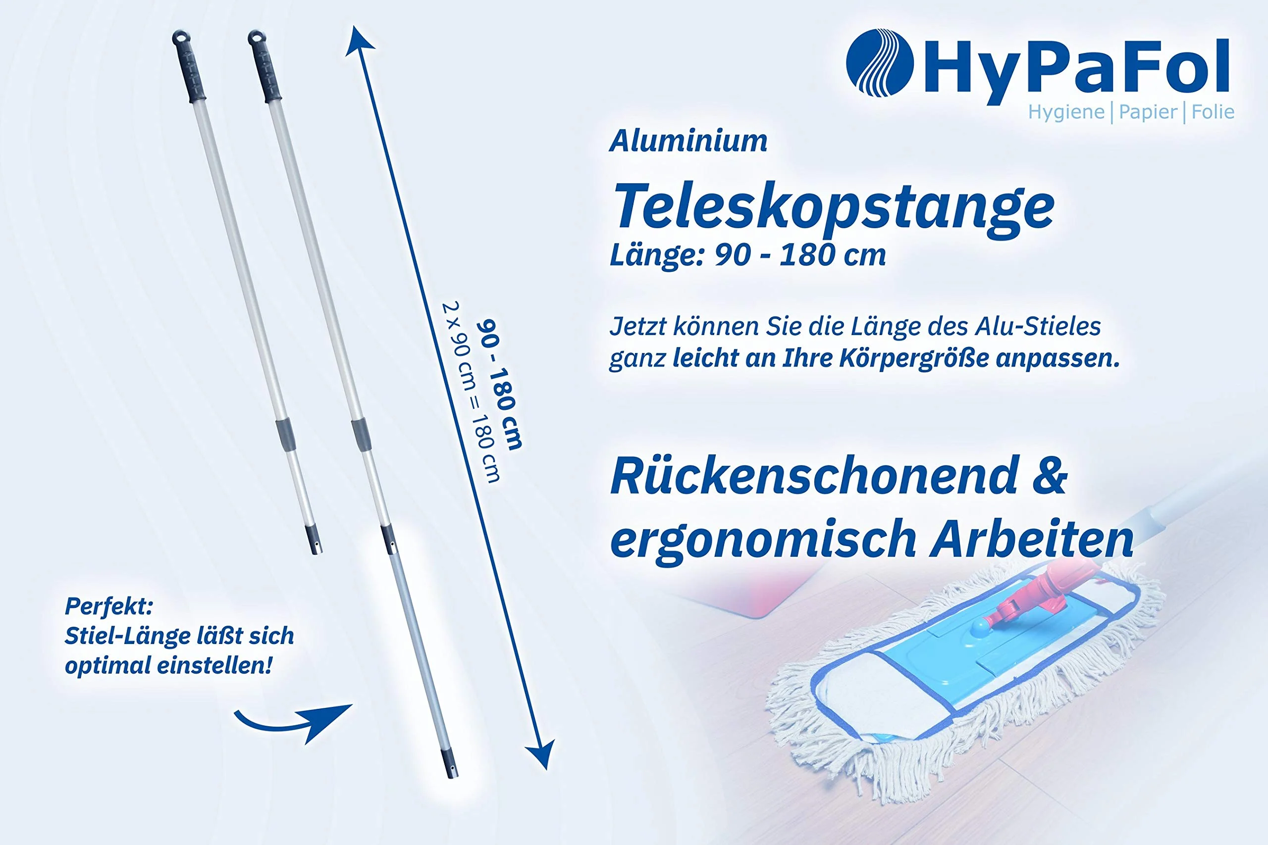 HyPaFol Baumwoll-Wischmopp mit Magnethalterung I 50cm Bodenwischer mit praktischer Verriegelung durch Magnetverschluss I sorgt für sicheren Halt des Klappmechanismus I Profi-Bodenreinigung für Zuhause - Image 4