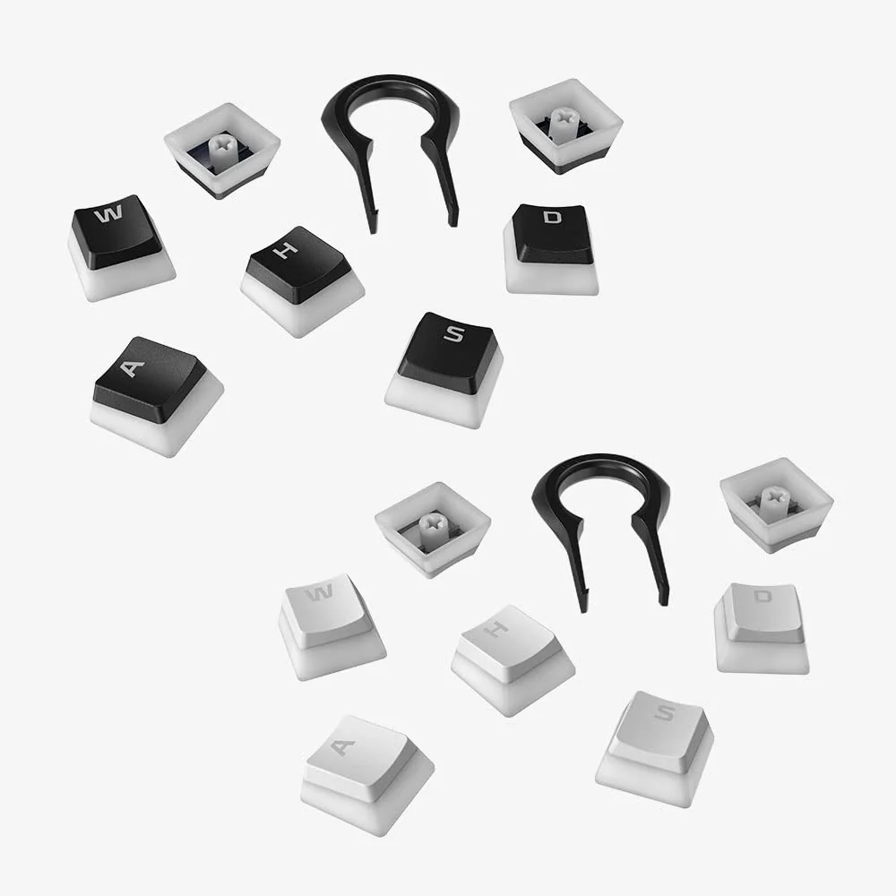 HyperX Pudding Keycaps – Vollständiger Tastensatz – PBT – {Weiß} – English (US) Layout – 104 Key, Hintergrundbeleuchtet, OEM Profil - Image 14