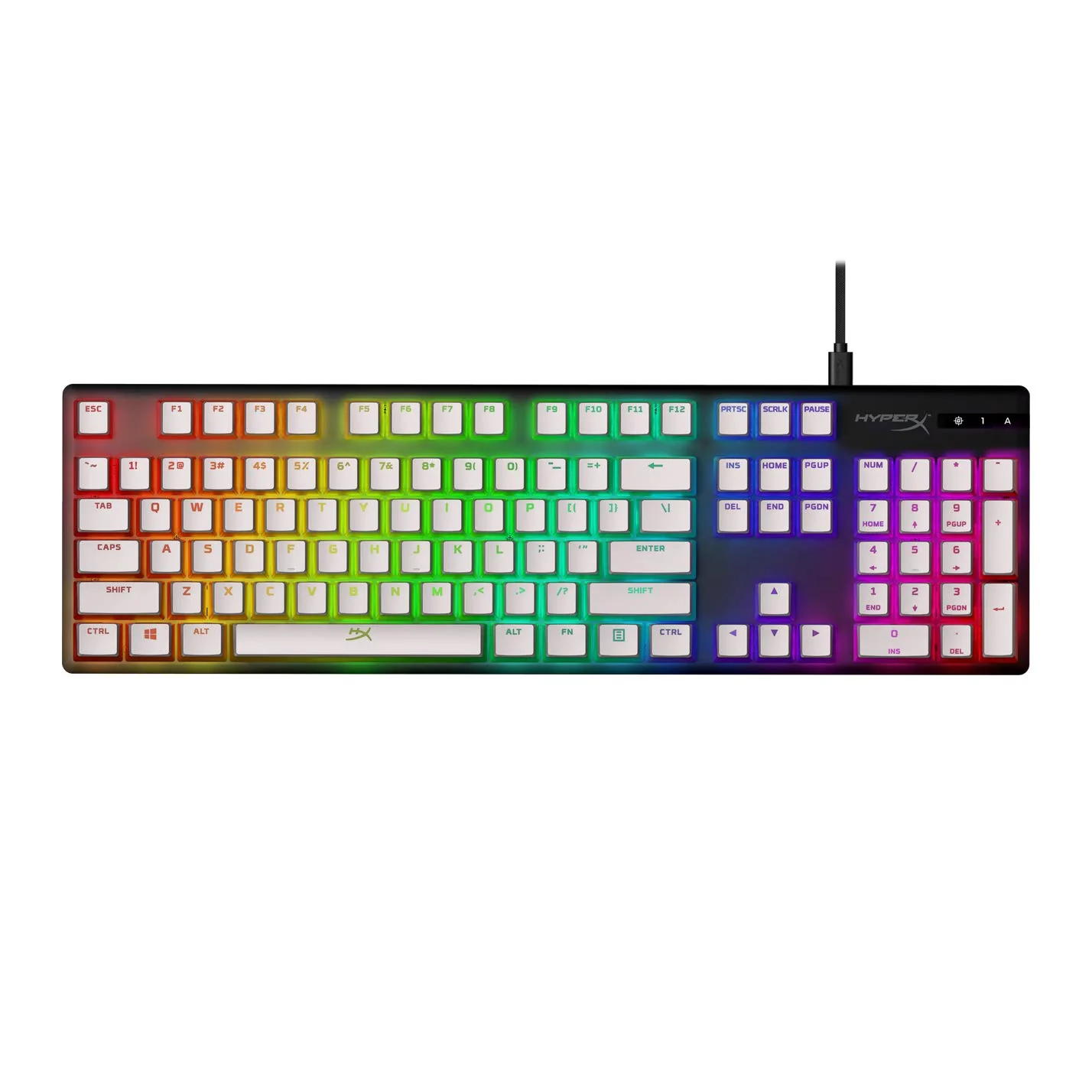 HyperX Pudding Keycaps – Vollständiger Tastensatz – PBT – {Weiß} – English (US) Layout – 104 Key, Hintergrundbeleuchtet, OEM Profil - Image 3