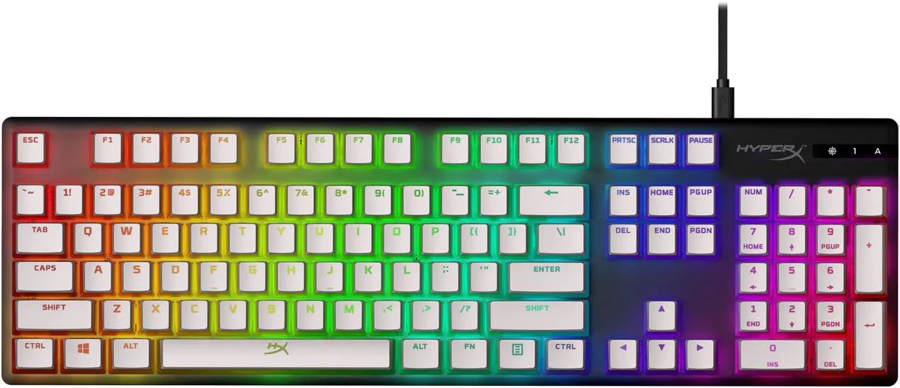 HyperX Pudding Keycaps – Vollständiger Tastensatz – PBT – {Weiß} – English (US) Layout – 104 Key, Hintergrundbeleuchtet, OEM Profil - Image 7