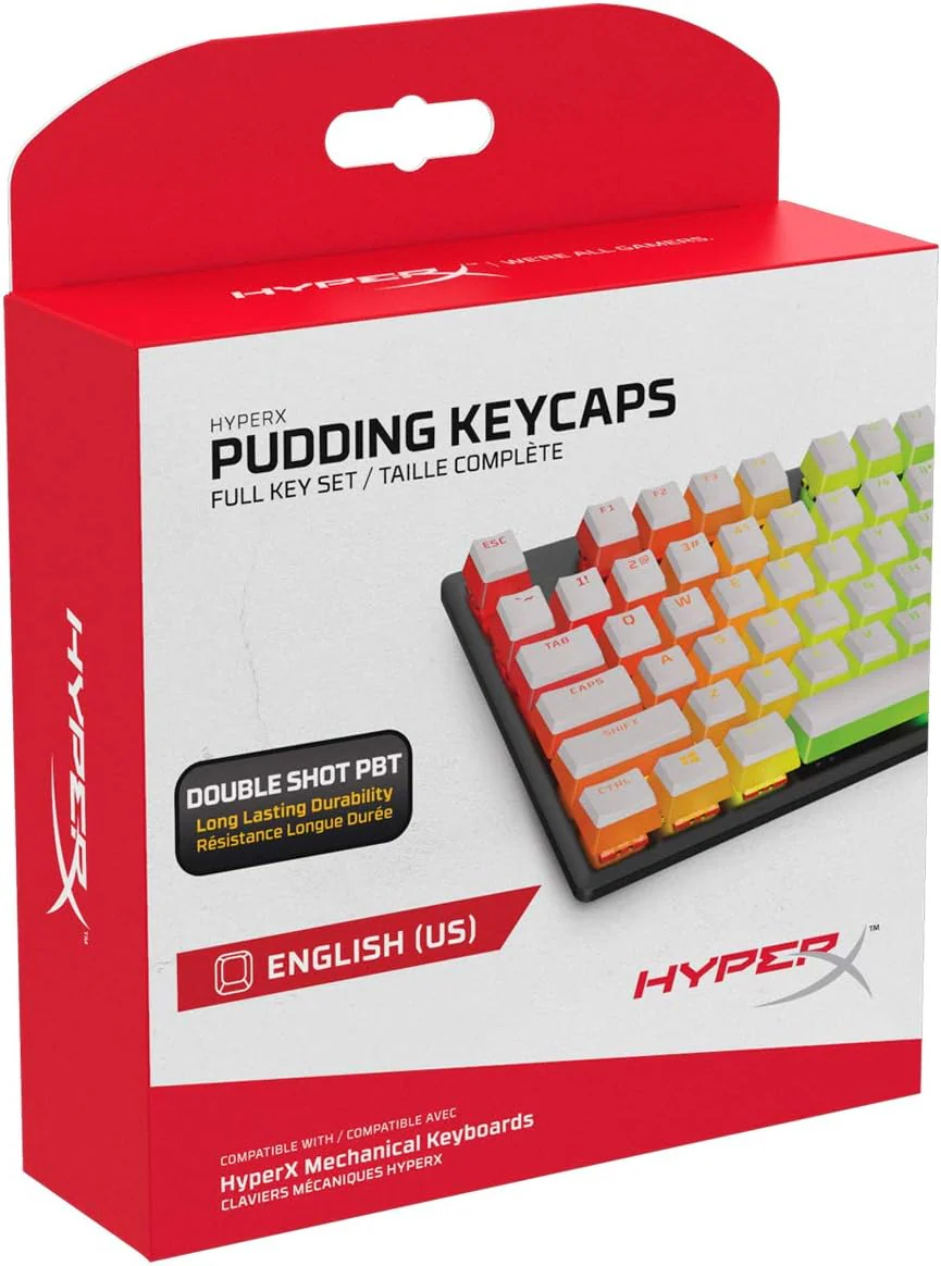 HyperX Pudding Keycaps – Vollständiger Tastensatz – PBT – {Weiß} – English (US) Layout – 104 Key, Hintergrundbeleuchtet, OEM Profil - Image 9
