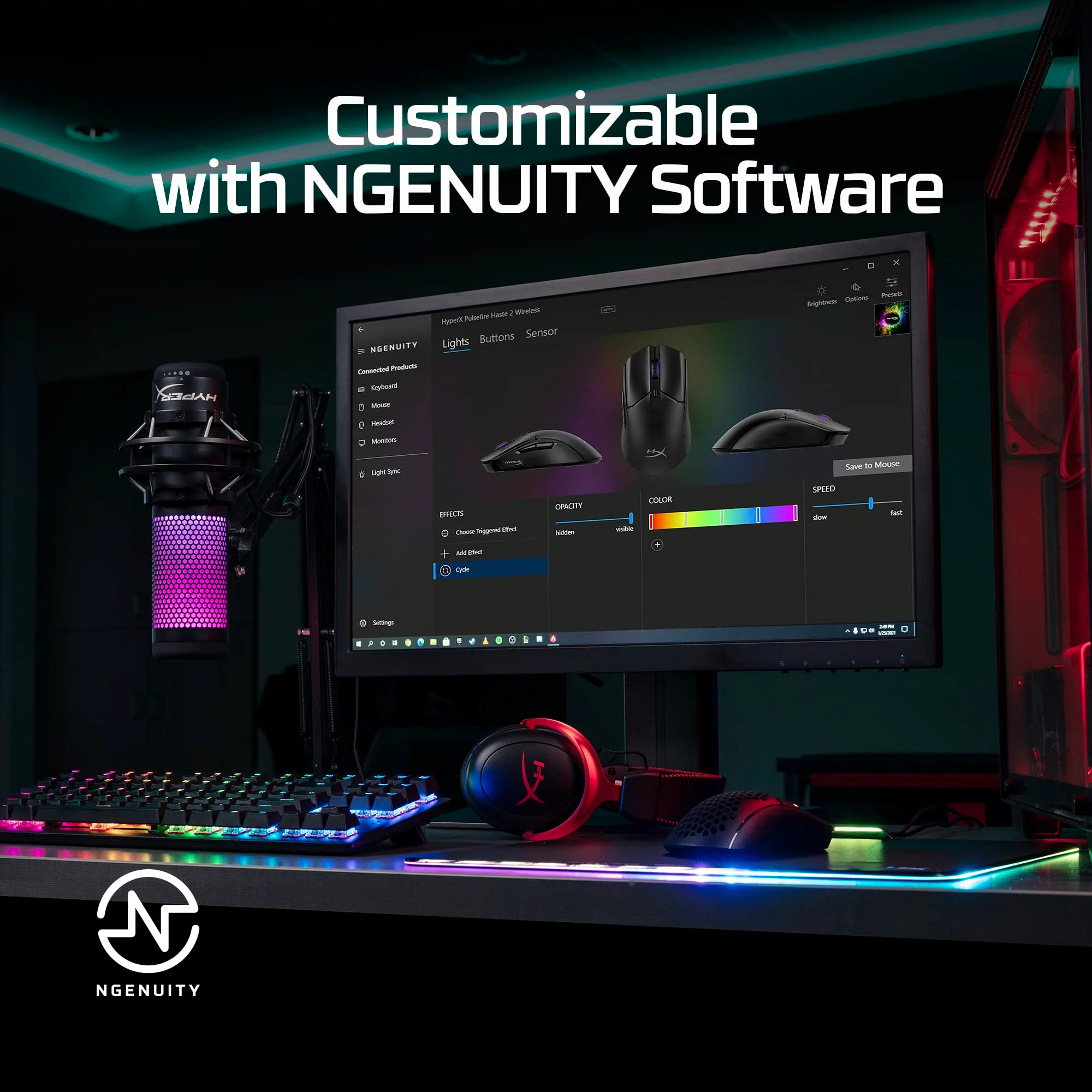 HyperX Pulsefire Haste 2, Wireless Gaming-Maus, Dual Mode (2,4 GHz/Bluetooth), 26K Sensor, 26.000 DPI, Bis zu 100 Std Akkulaufzeit, 6 Programmierbare Tasten, RGB, PC/PS5/PS4/Xbox-kompatibel, Schwarz - Image 7