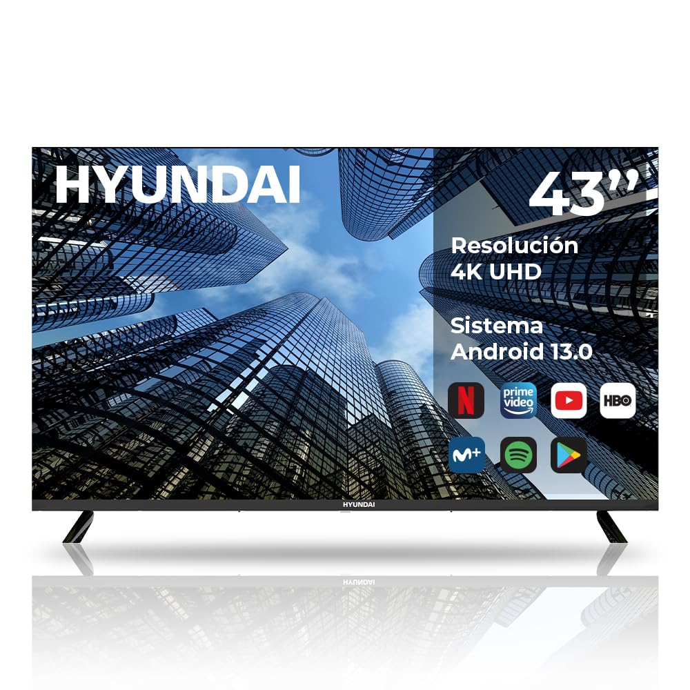 Hyundai Smart TV QLED 43 HTV4300QUA Ultra HD DVBT2-S2 F schwarz Android 13.0 Fernbedienung mit Direktzugriff auf Apps