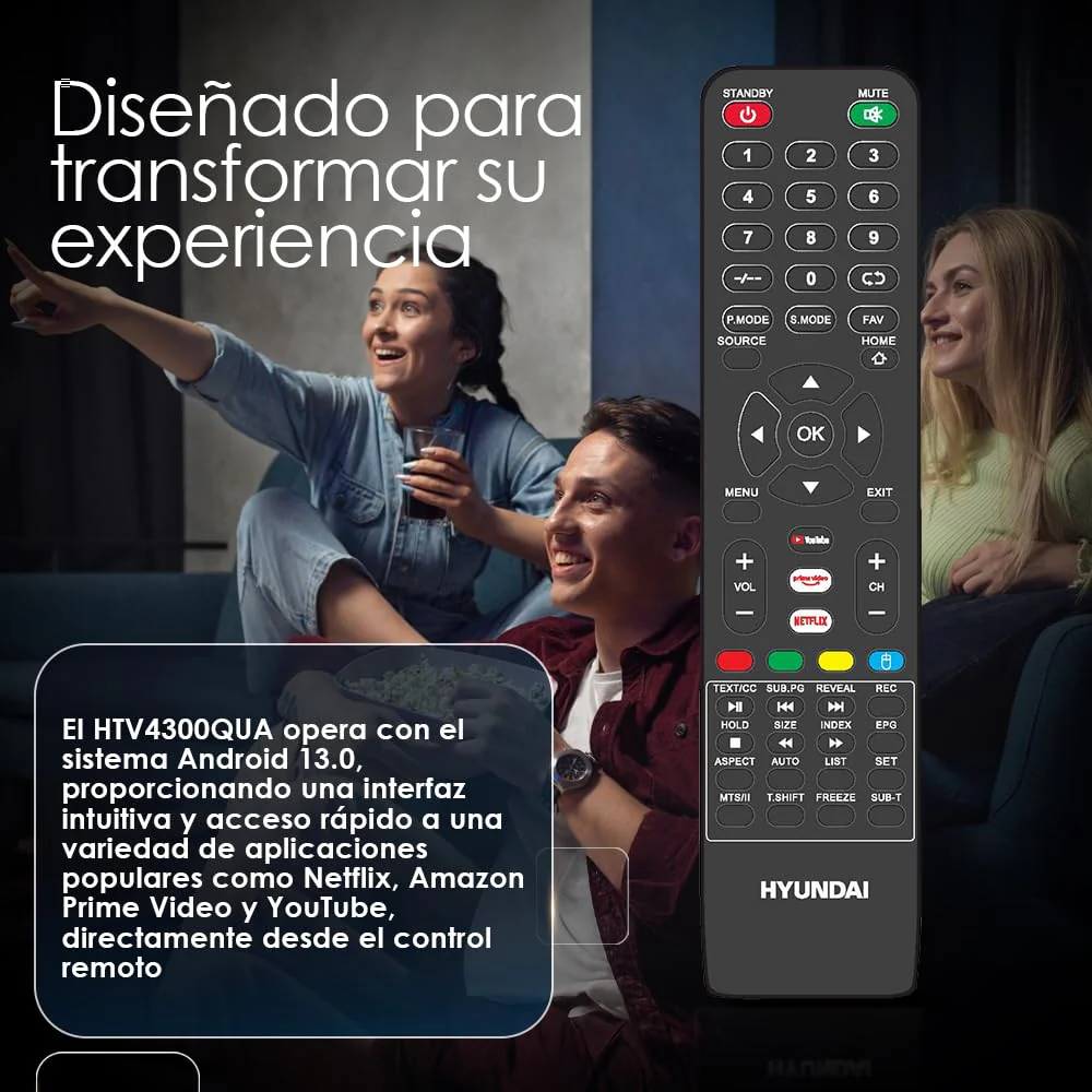 Hyundai Smart TV QLED 43 HTV4300QUA Ultra HD DVBT2-S2 F schwarz Android 13.0 Fernbedienung mit Direktzugriff auf Apps - Image 7