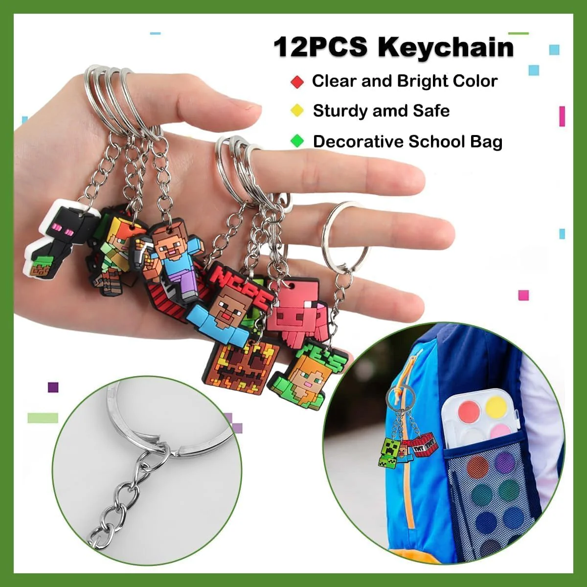 HYZMSZA Videospiel Party Mitgebsel, 98 Pcs Kindergeburtstag Gastgeschenke mit Spiel Armbänder Schlüsselanhänger Geschenktüten Aufkleber, Gamer Theme Party Zubehör, Pixel Party Mitgebsel Kinder - Image 5